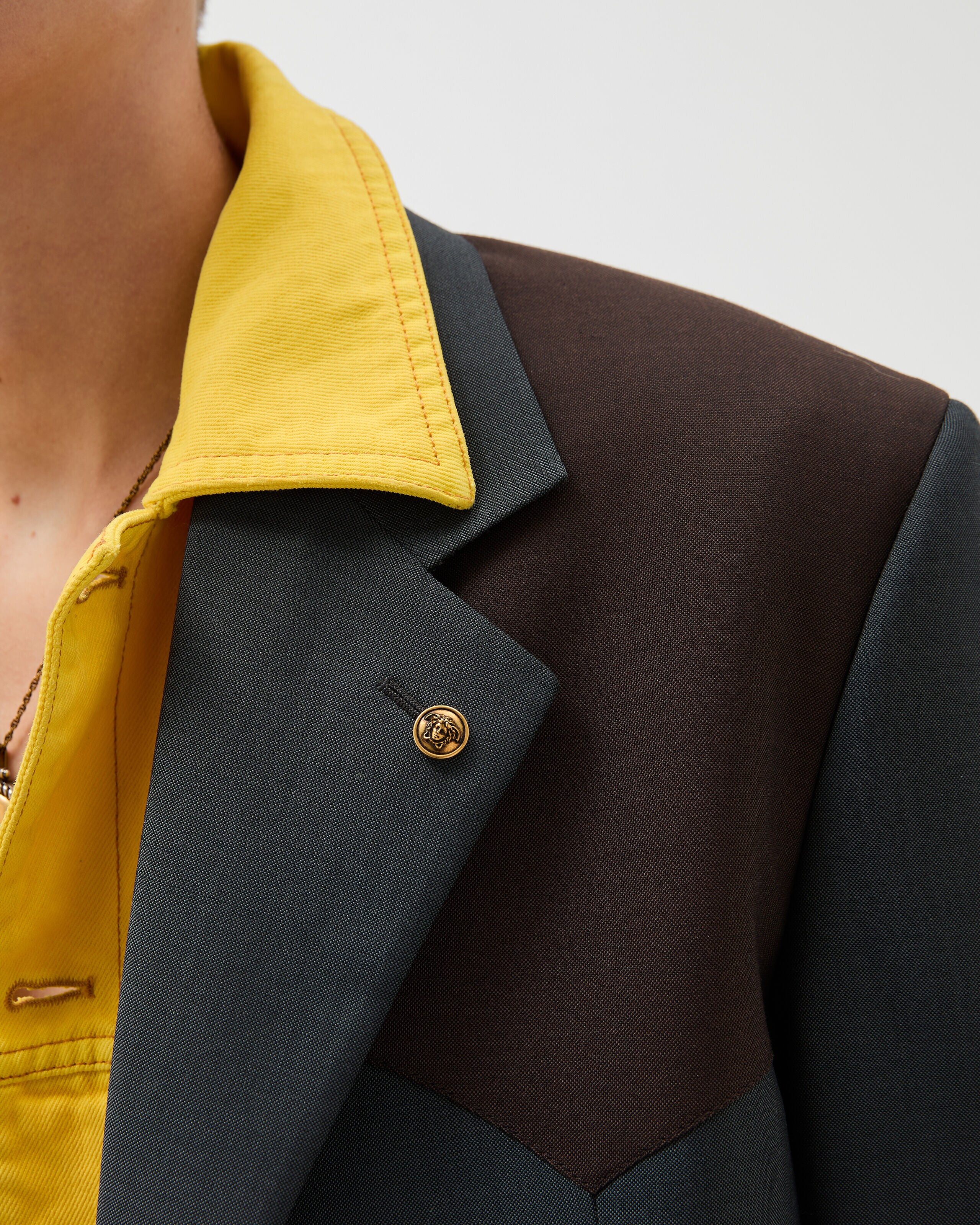 ウール モヘア ブレザー グレー,ブラウン | VERSACE JP