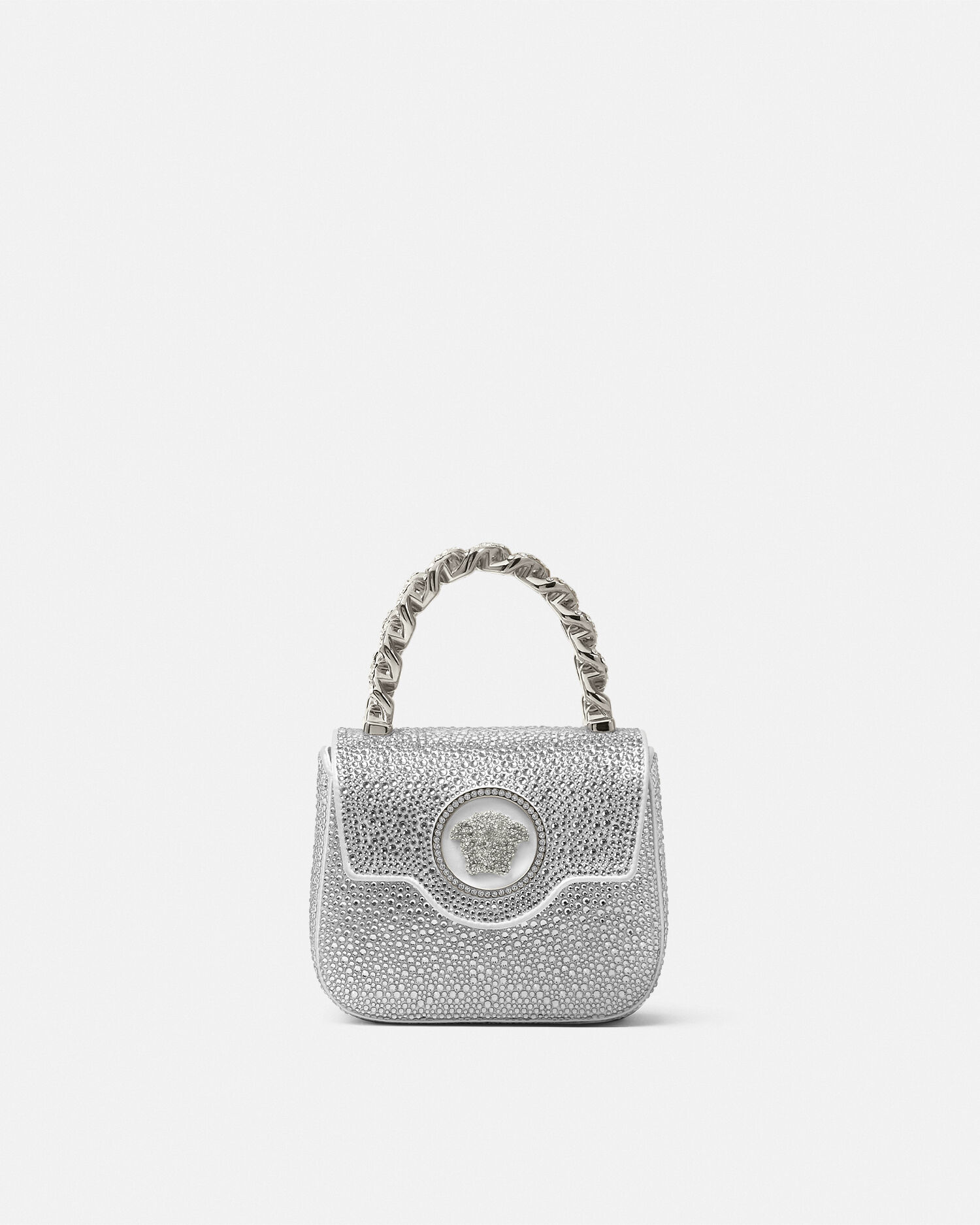 ラ メドゥーサ 装飾付き サテン ミニ バッグ ホワイト | VERSACE JP