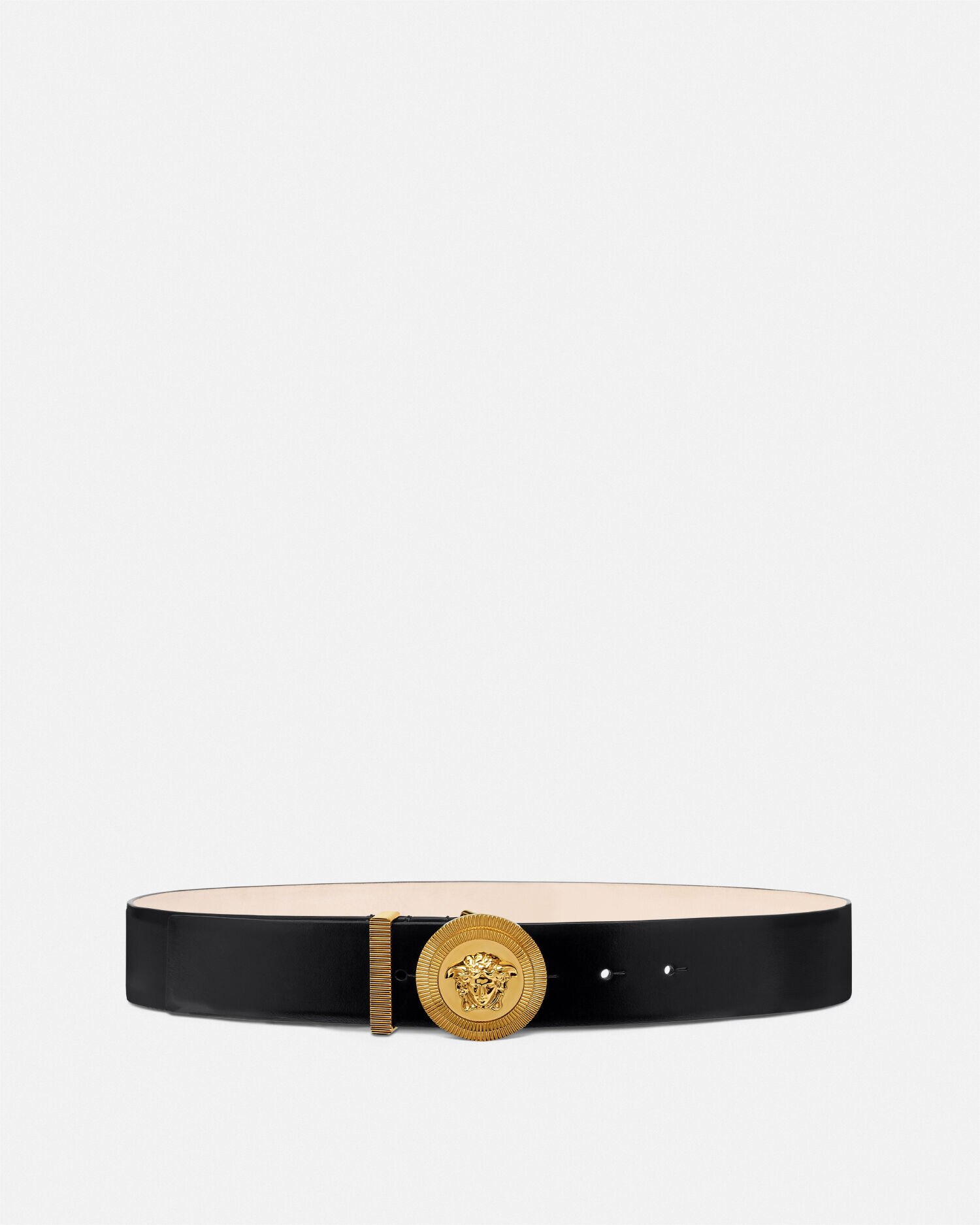 送料無料 百貨店 ビギー メドゥーサ レザー JP VERSACE | ブラック,ゴールド ベルト 小物