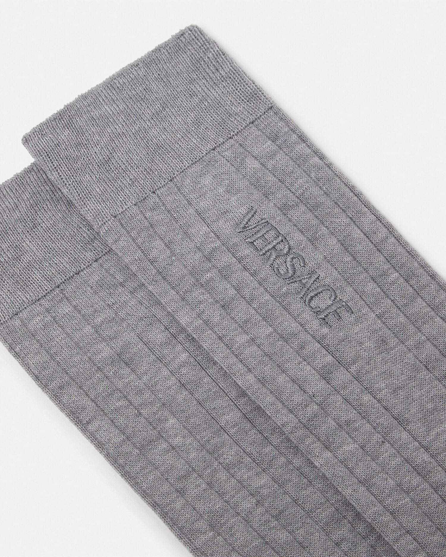 刺繍 リブ編み コットン ソックス グレー | VERSACE JP