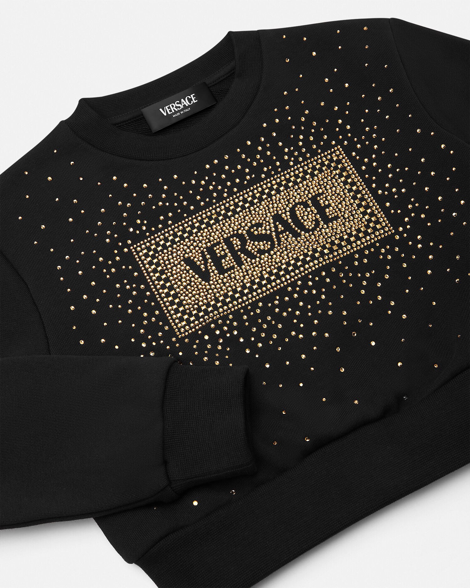 クリスタル '90s ヴィンテージ ロゴ キッズ スウェットシャツ ブラック | VERSACE JP