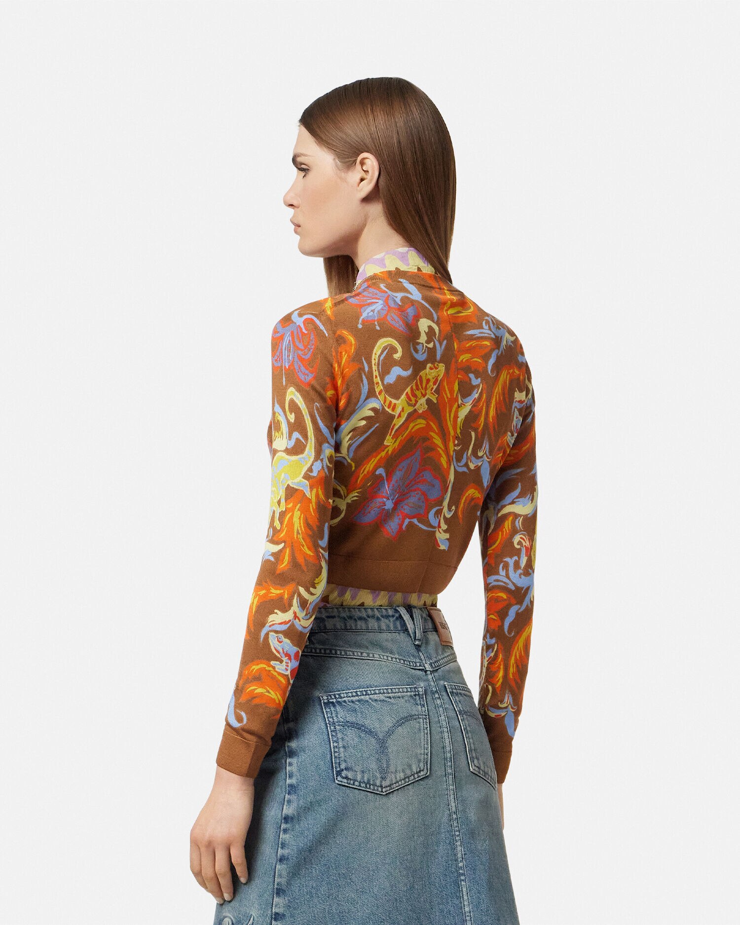 Versace シルク　カーディガン シルク ニット カーディガン ストロベリー ガーデン レッド