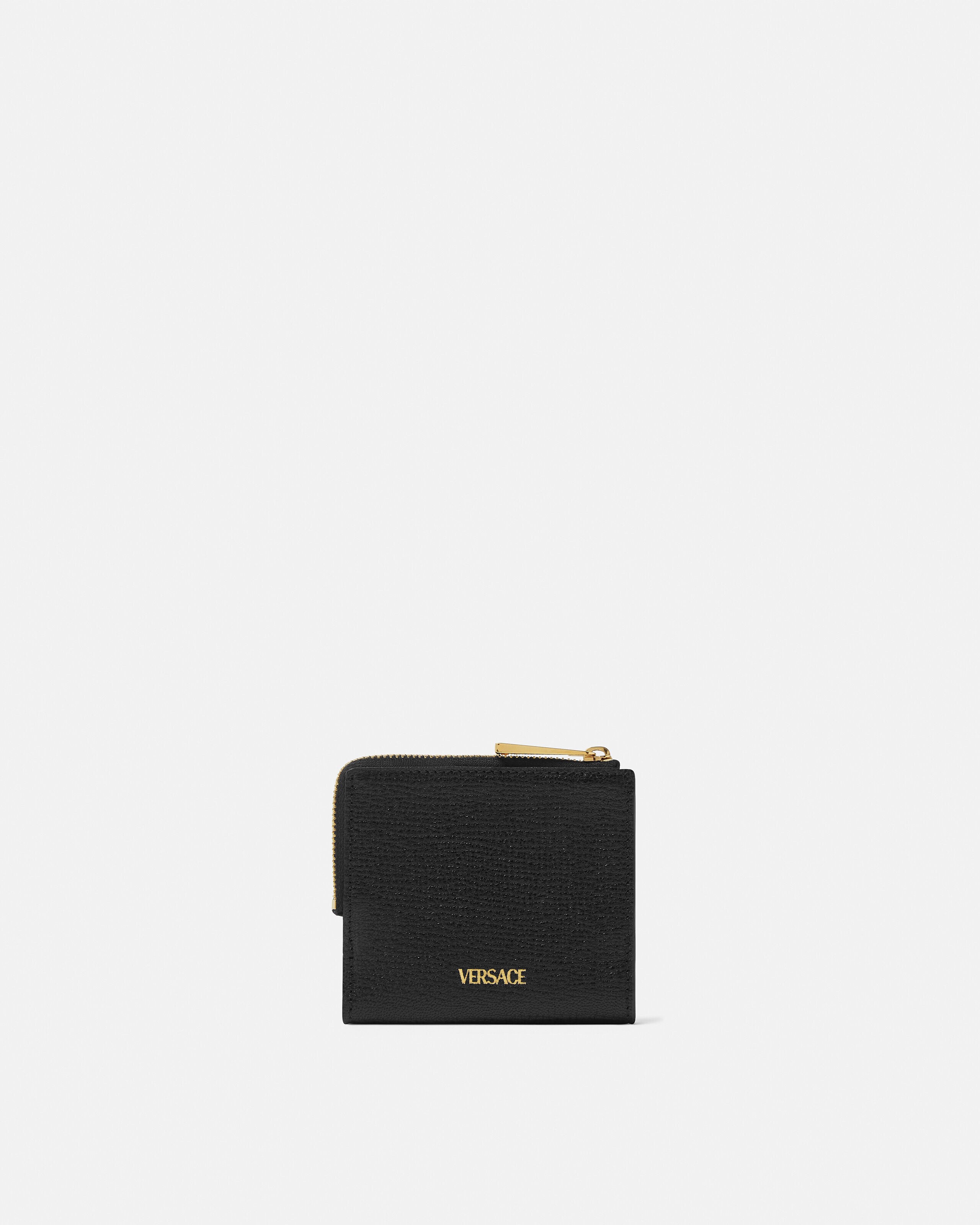 メドゥーサ ビギー レザー ウォレット ブラック,ゴールド | VERSACE JP