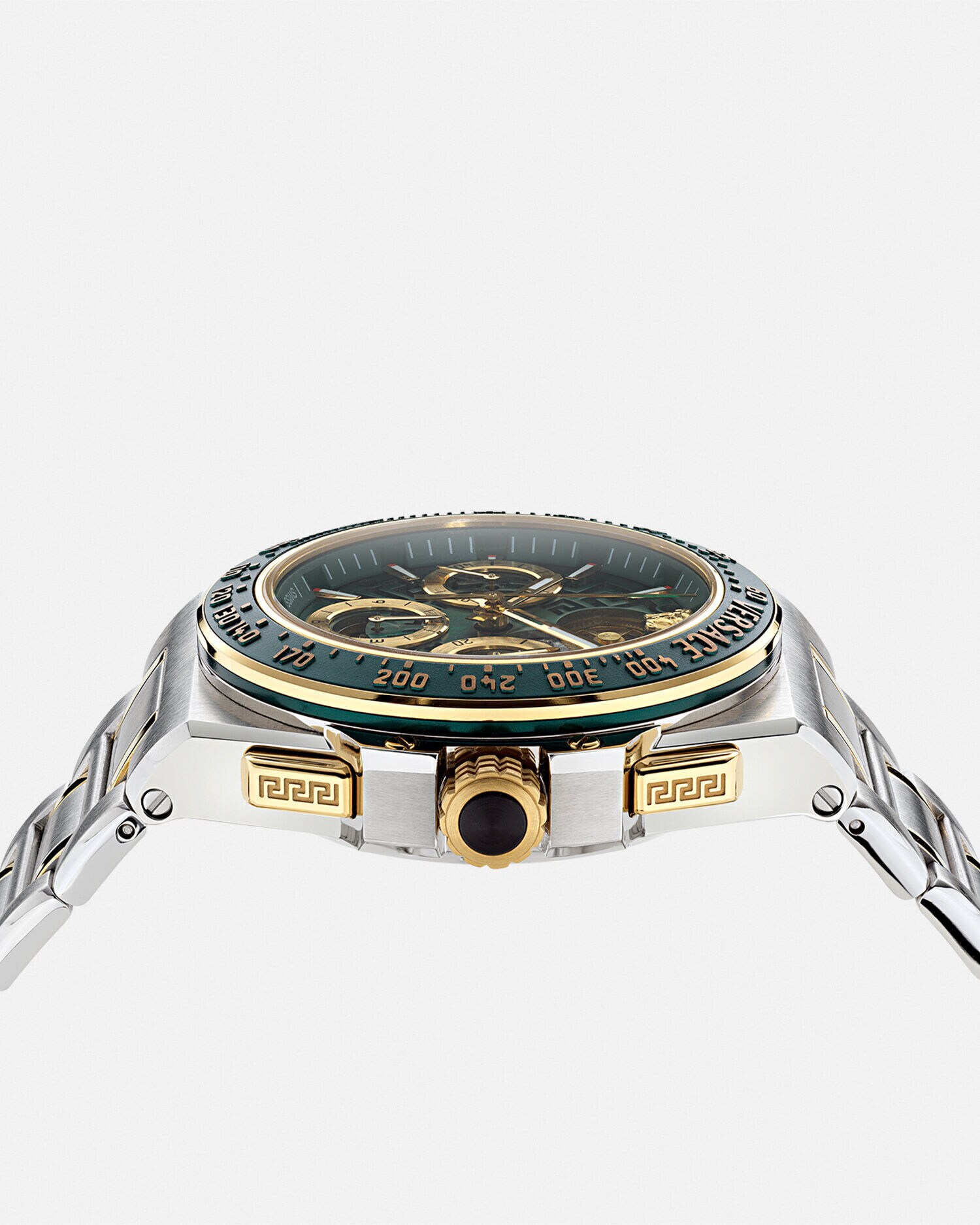 クロノ スケルトン ウォッチ グレカ エクストリーム シルバー,グリーン