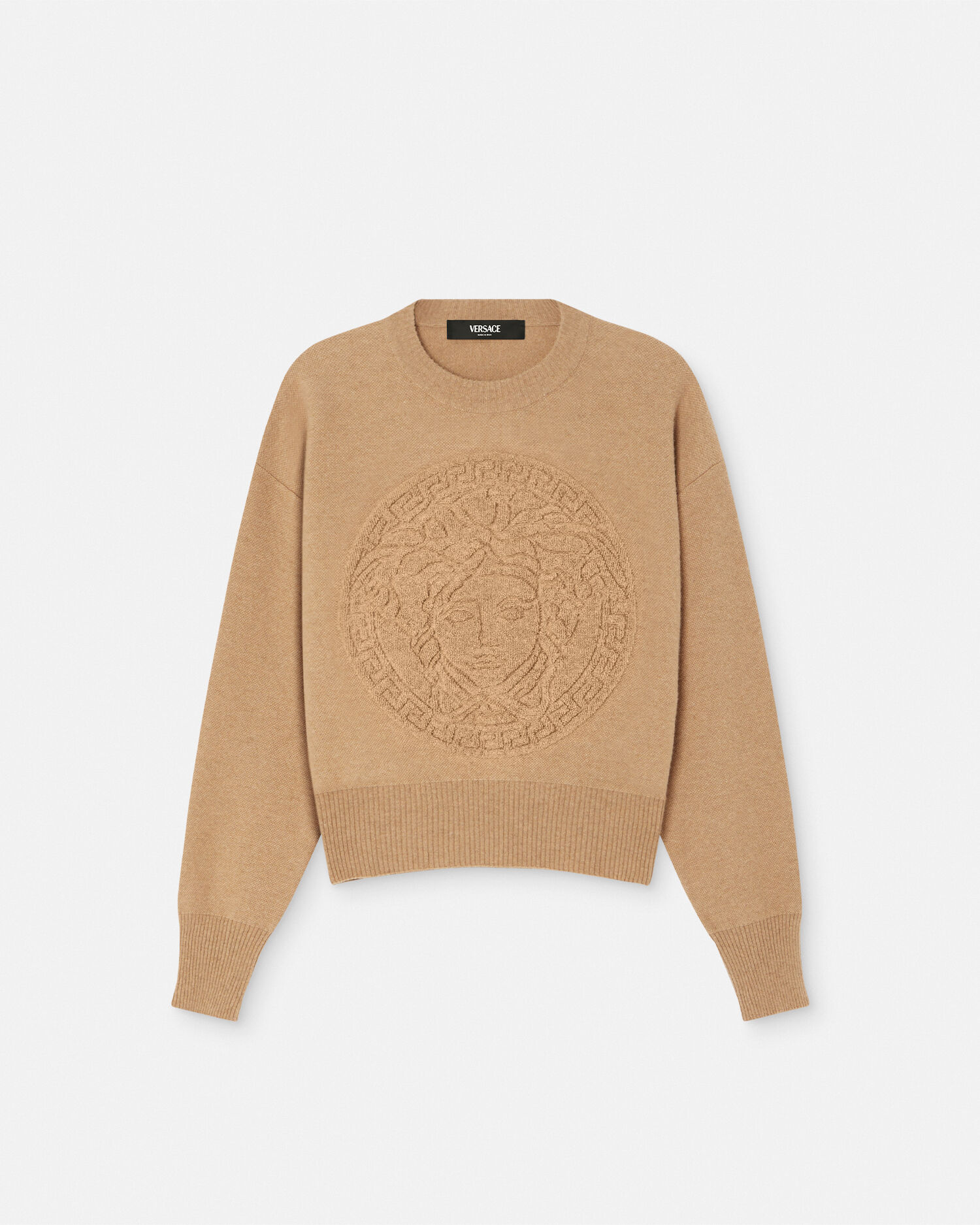 メドゥーサ ウール ブレンド ニット タオル セーター ベージュ | VERSACE JP