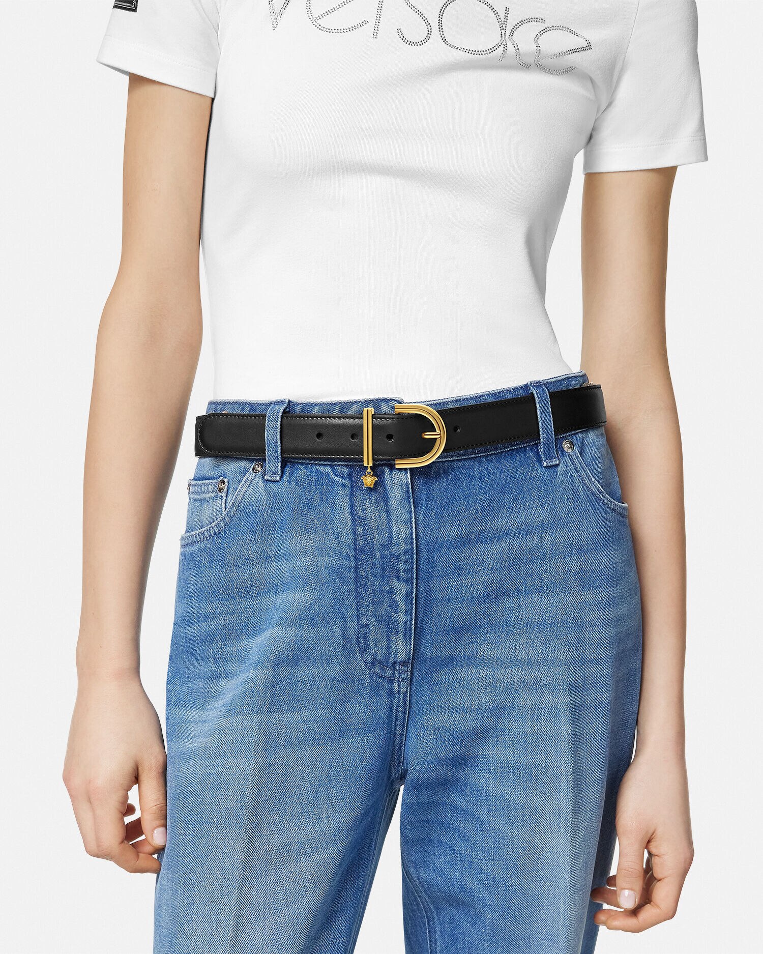 メドゥーサ '95 レザー ベルト 3 cm ブラック,ゴールド | VERSACE JP