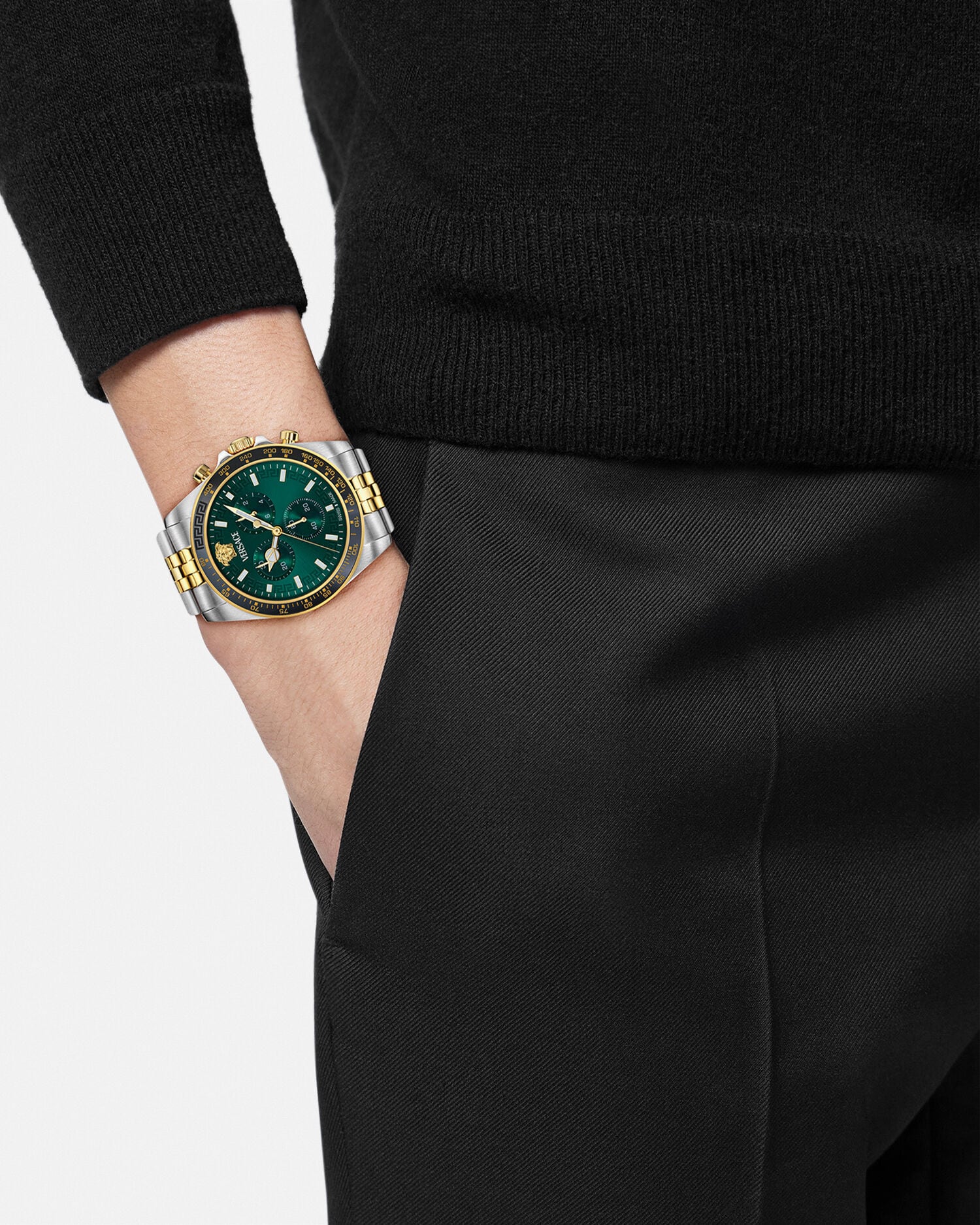 ウォッチ グレカ クロノ ウェーブ シルバー,グリーン | VERSACE JP