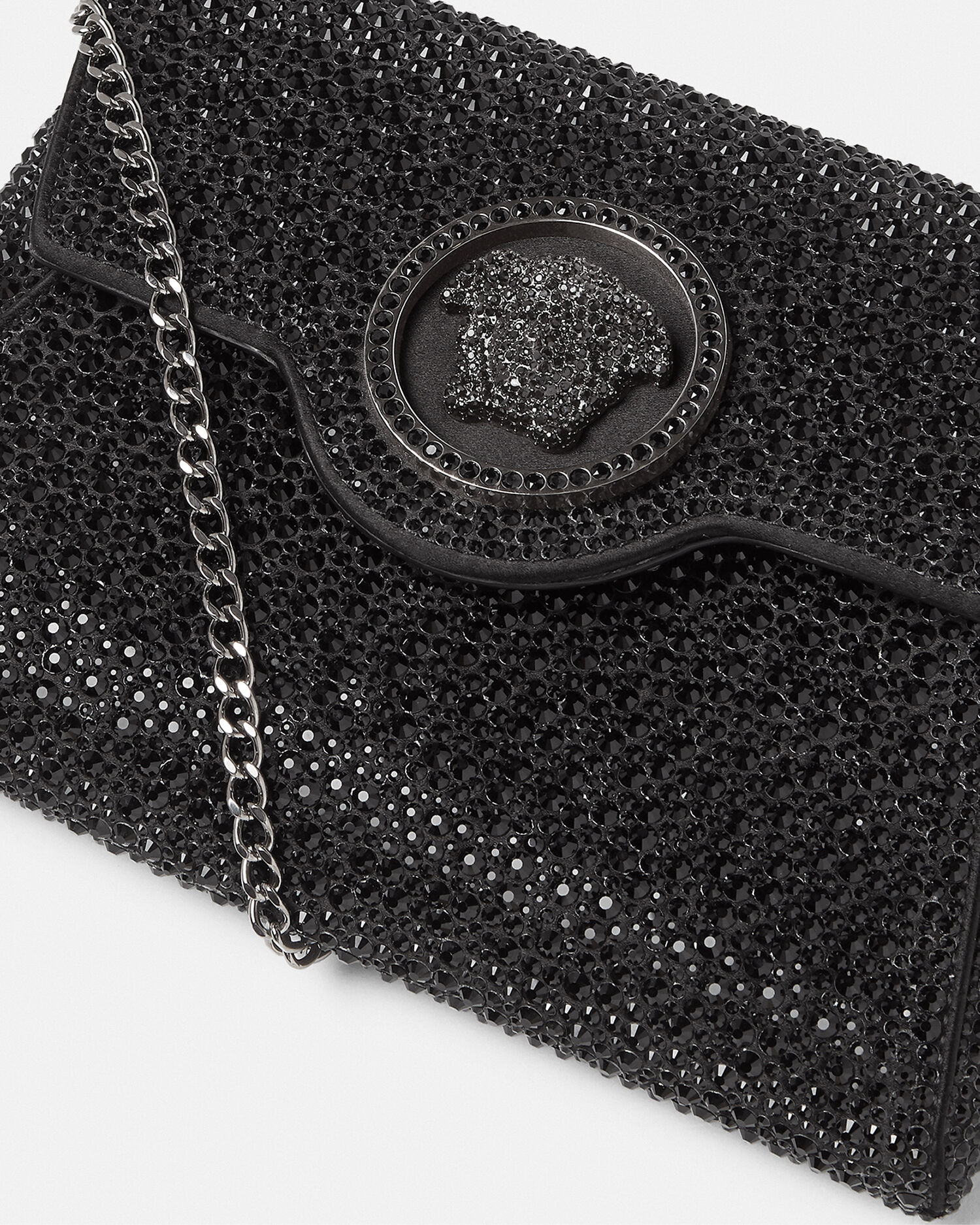 ラ メドゥーサ クリスタル エンベロープ クラッチ ブラック | VERSACE JP