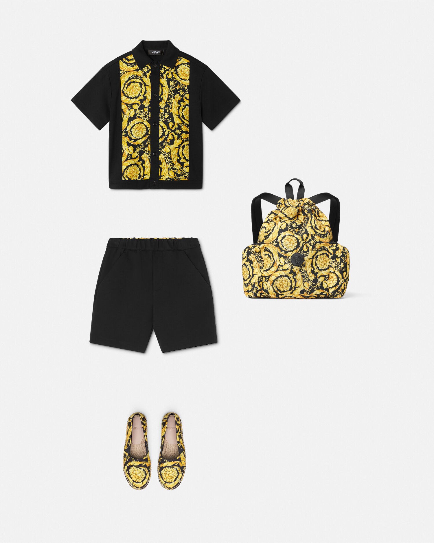 VERSACE☆キッズ ラ・メデューサ コットンポロシャツ 大人もOK バロッコ キッズ オーバーシャツ ブラック | VERSACE JP