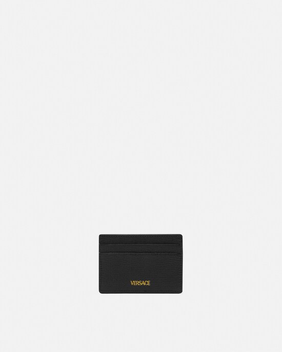 正規 ヴェルサーチ はめ込み クラシック ロゴ文字カードケース黒  