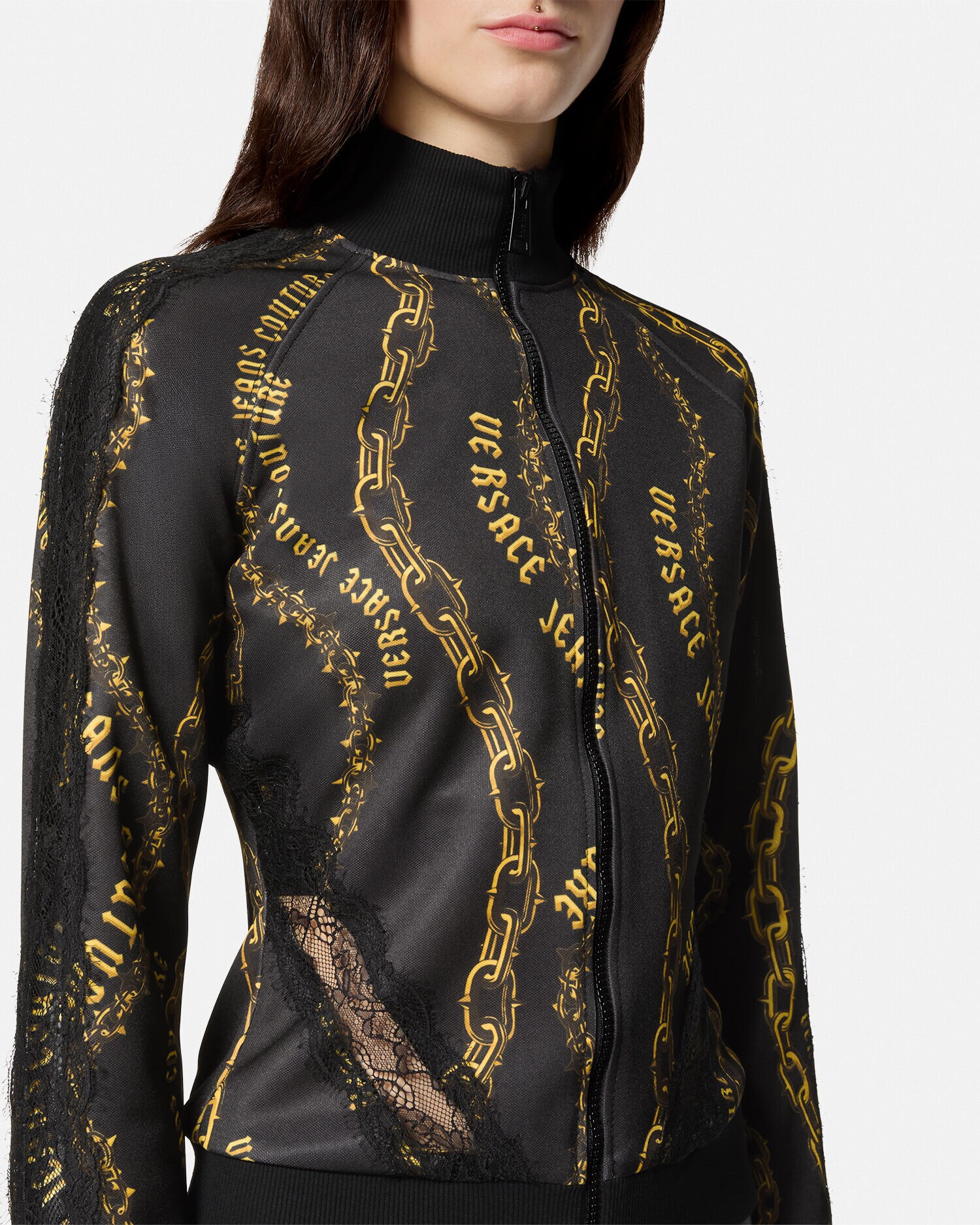 チェーン クチュール レース ジッパー スウェットシャツ | VERSACE JP