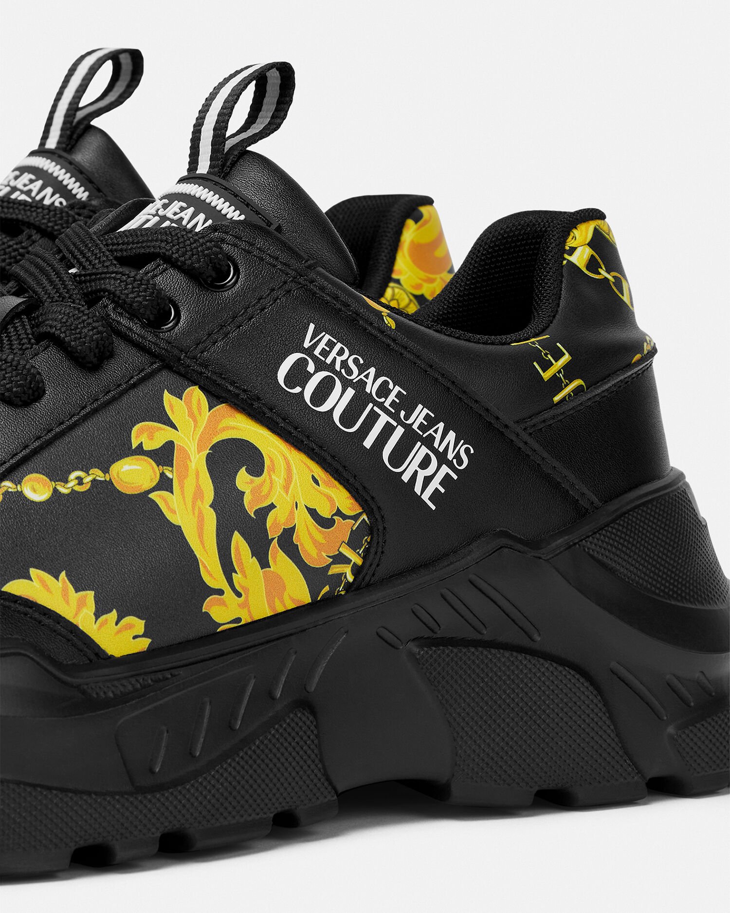 チェーン クチュール スピードトラック スニーカー ブラック,ゴールド | VERSACE JP