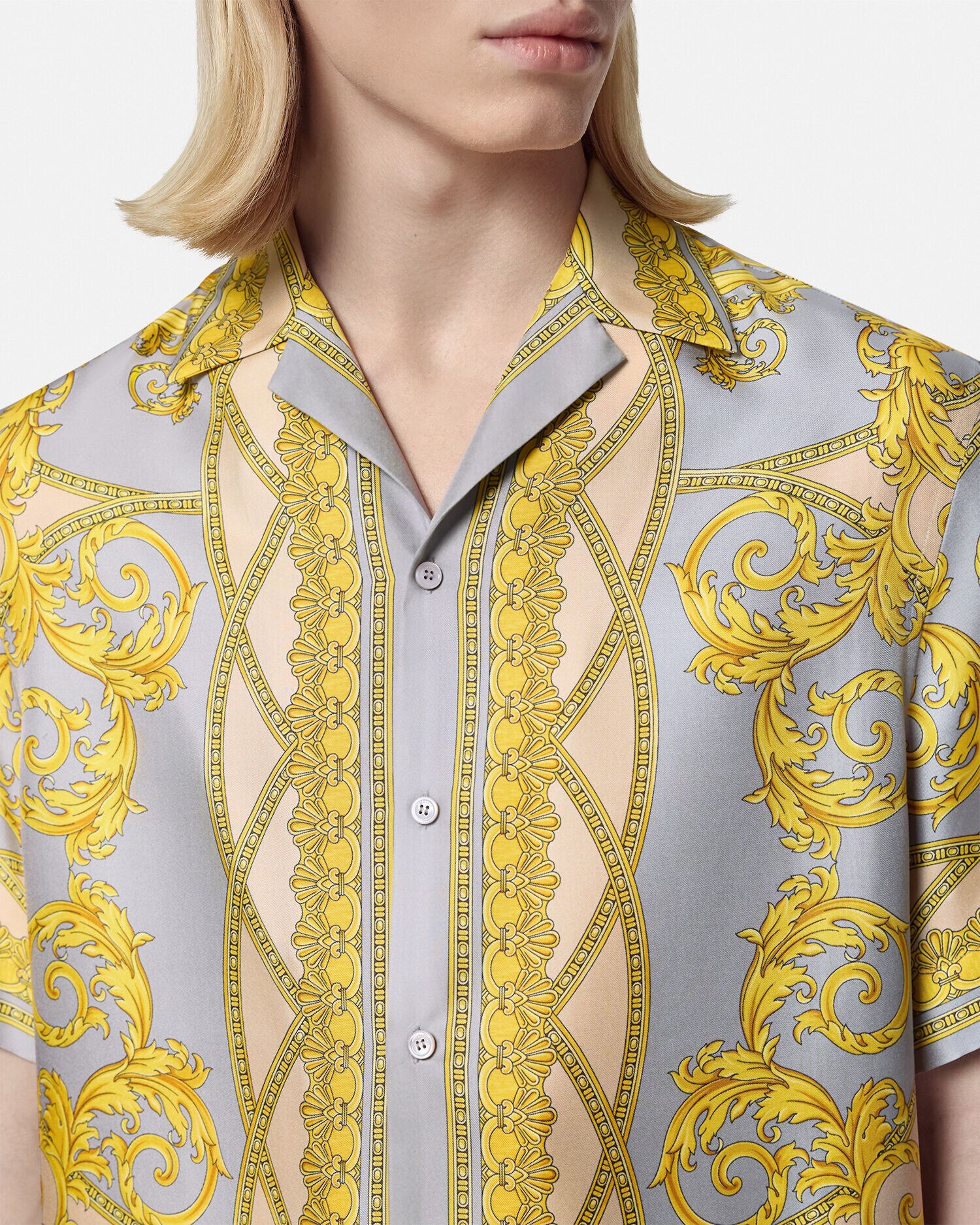 ラ クープ デ デュー シルク シャツ グレー,プリント | VERSACE JP
