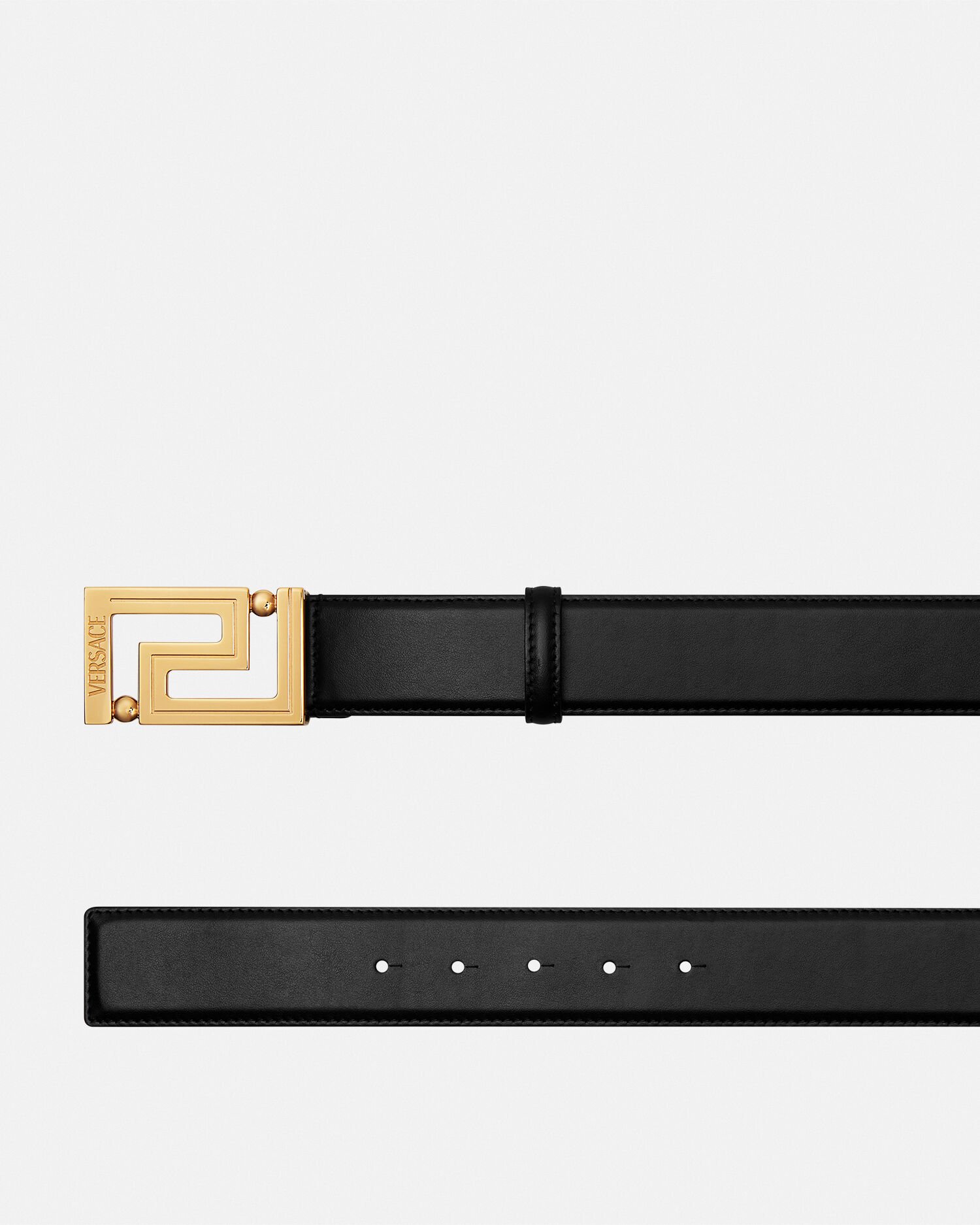 グレカ レザー ベルト 4 cm ブラック,ゴールド | VERSACE JP