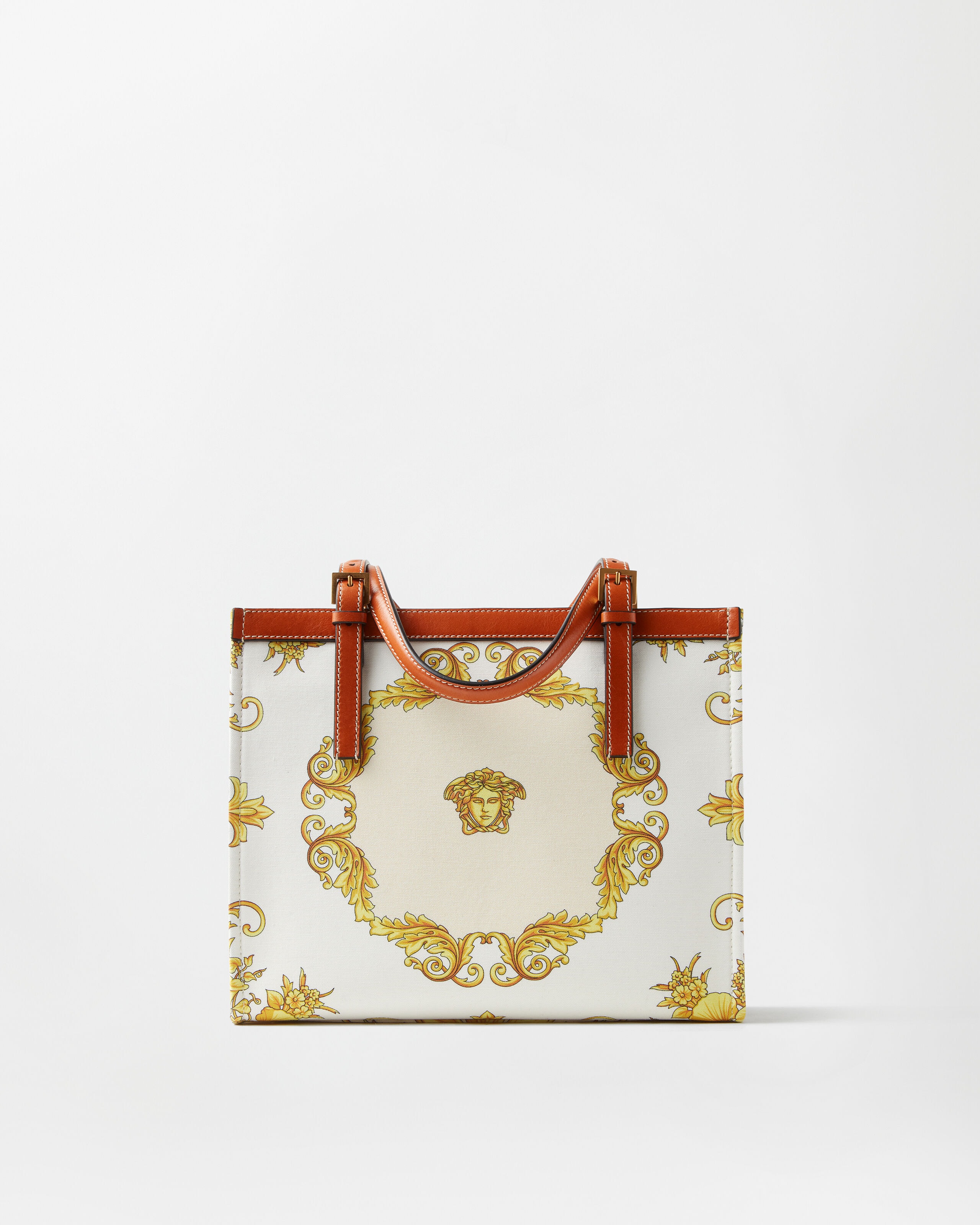 リヴィエール プリント キャンバス トート ホワイト,ゴールド | VERSACE JP