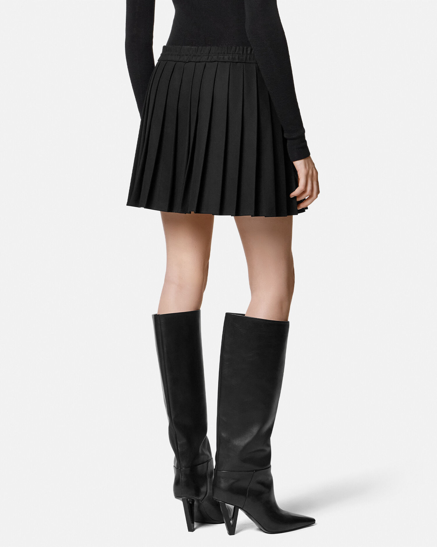 【versace】バロッコ チェッカーボードプリーツ ミニ スカート Versace バロッコプリント プリーツミニスカート | ブラック