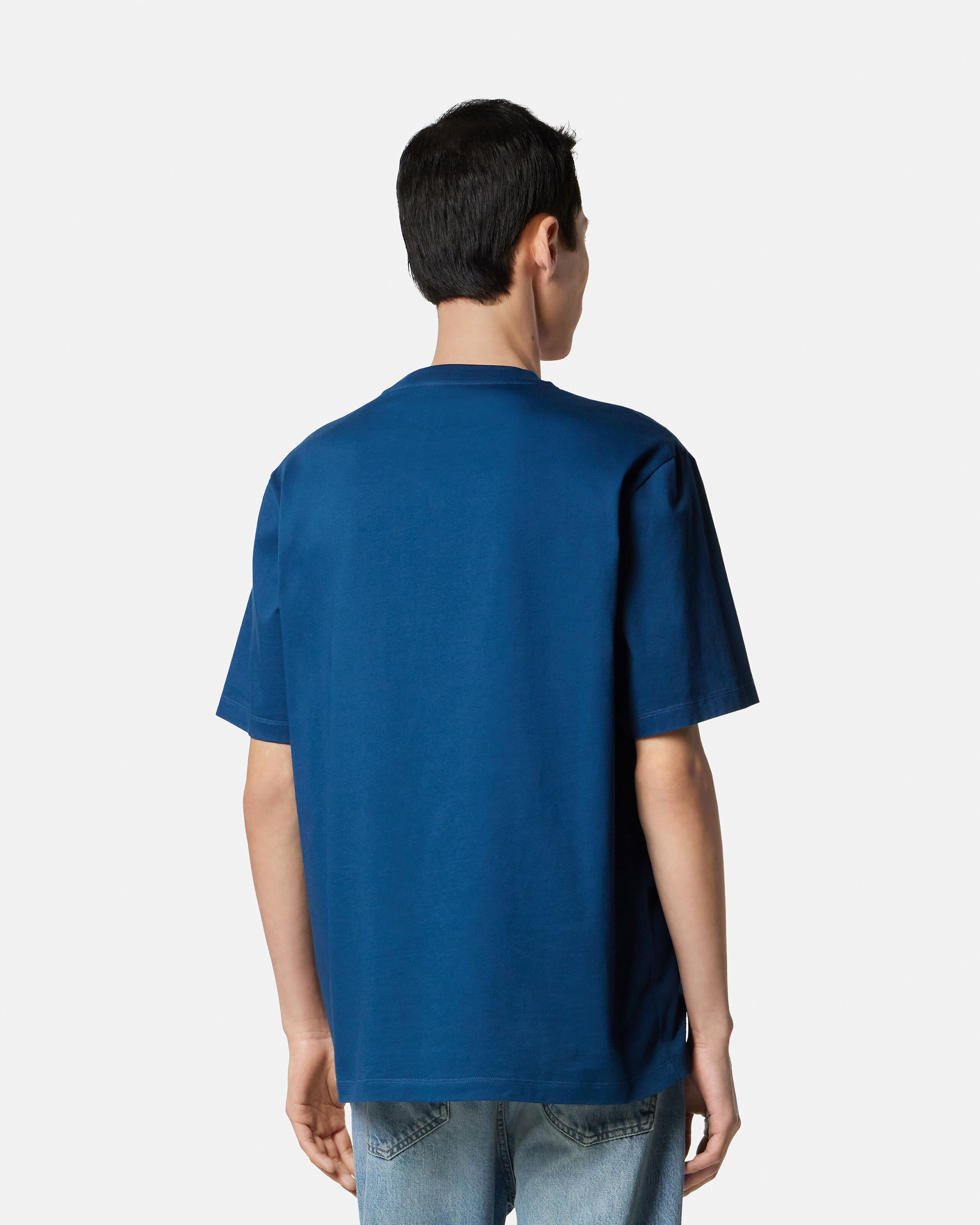 プリント コットンジャージー レギュラー Tシャツ ブルー | VERSACE JP