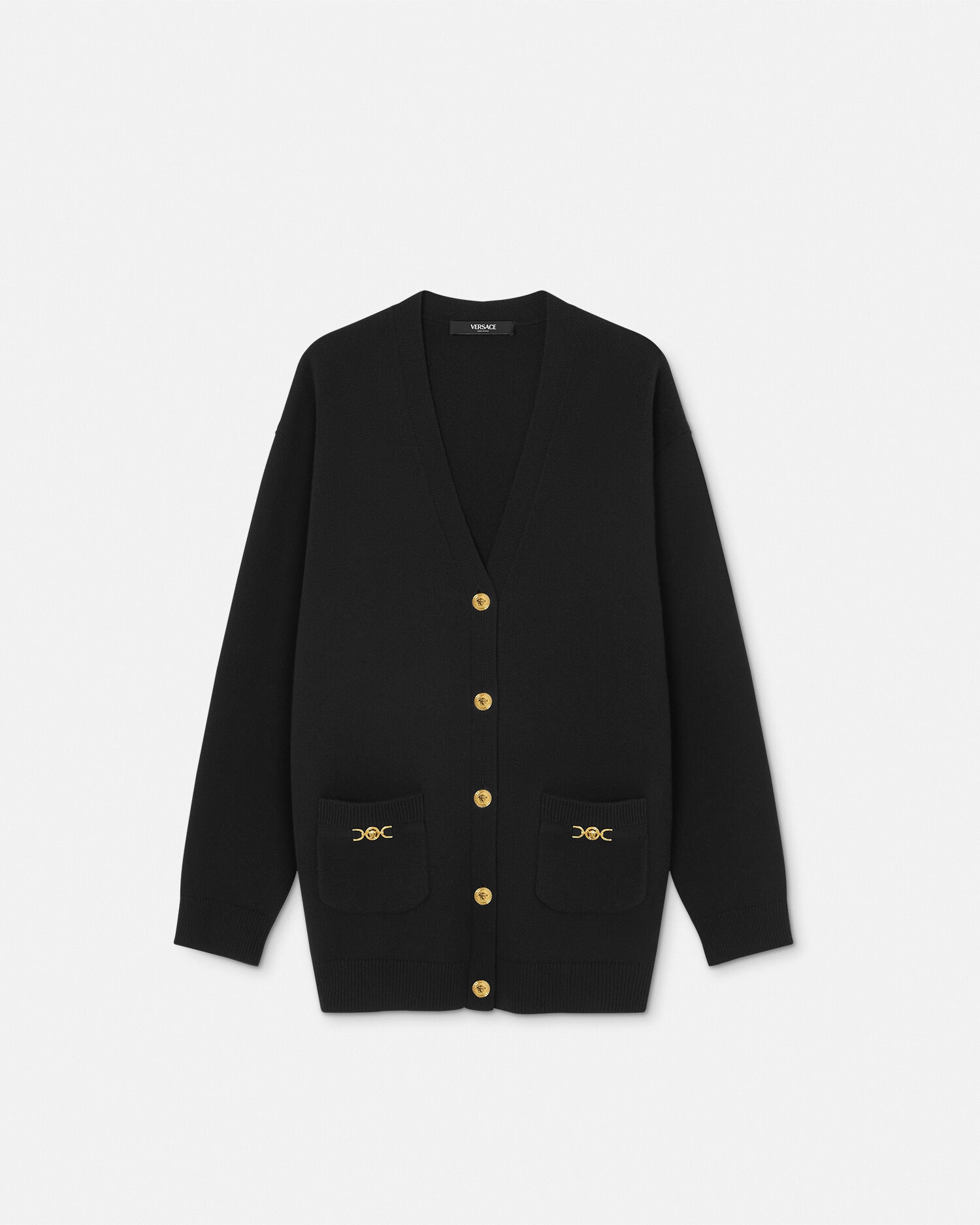 オーバーサイズ カーディガン カシミヤブレンド ブラック | VERSACE JP