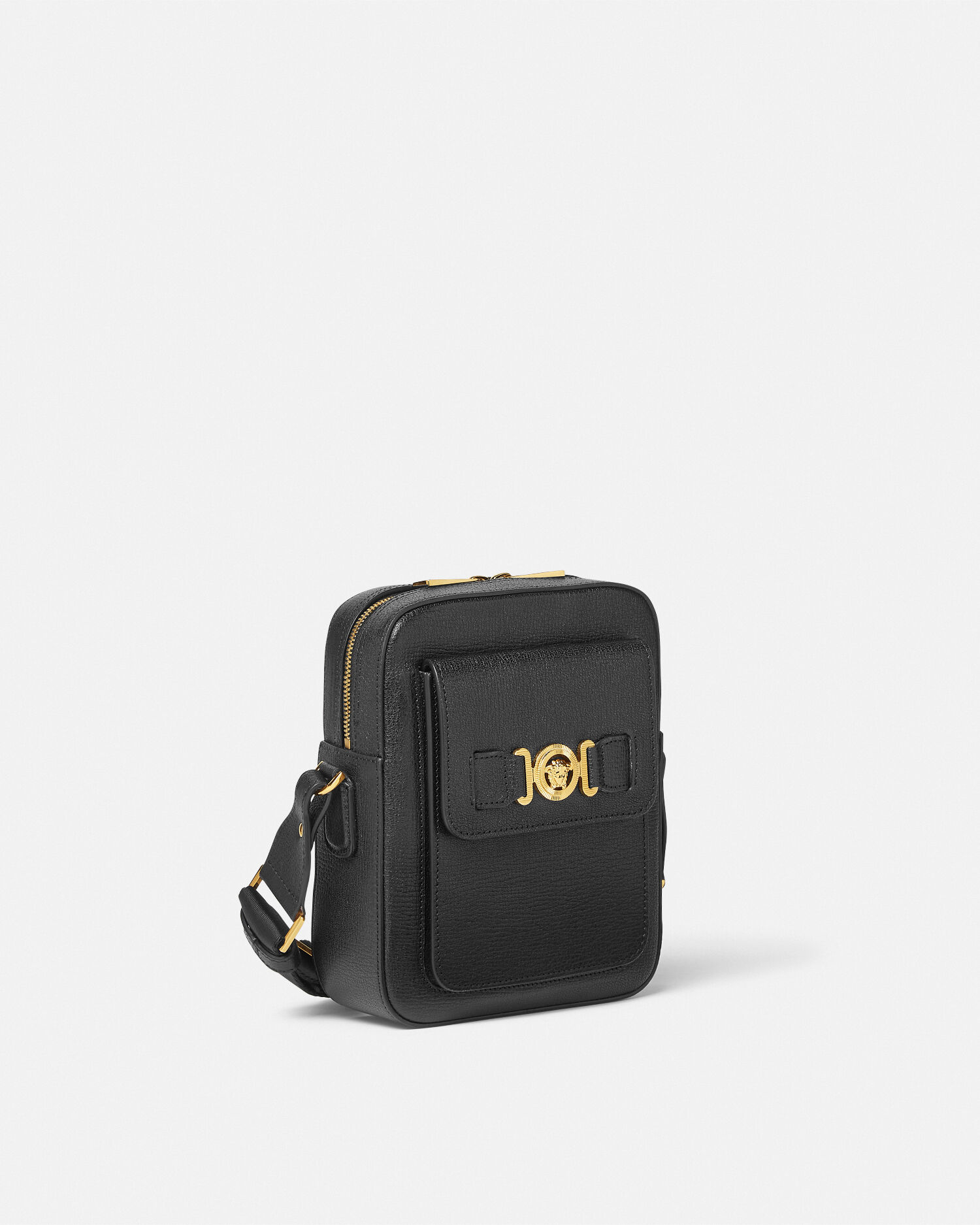 メドゥーサ ビギー レザー クロスボディ バッグ ブラック,ゴールド