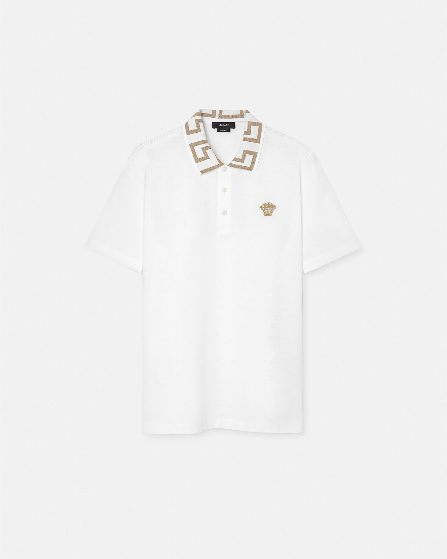 刺繍入り コットンピケ ポロシャツ ホワイト | VERSACE JP