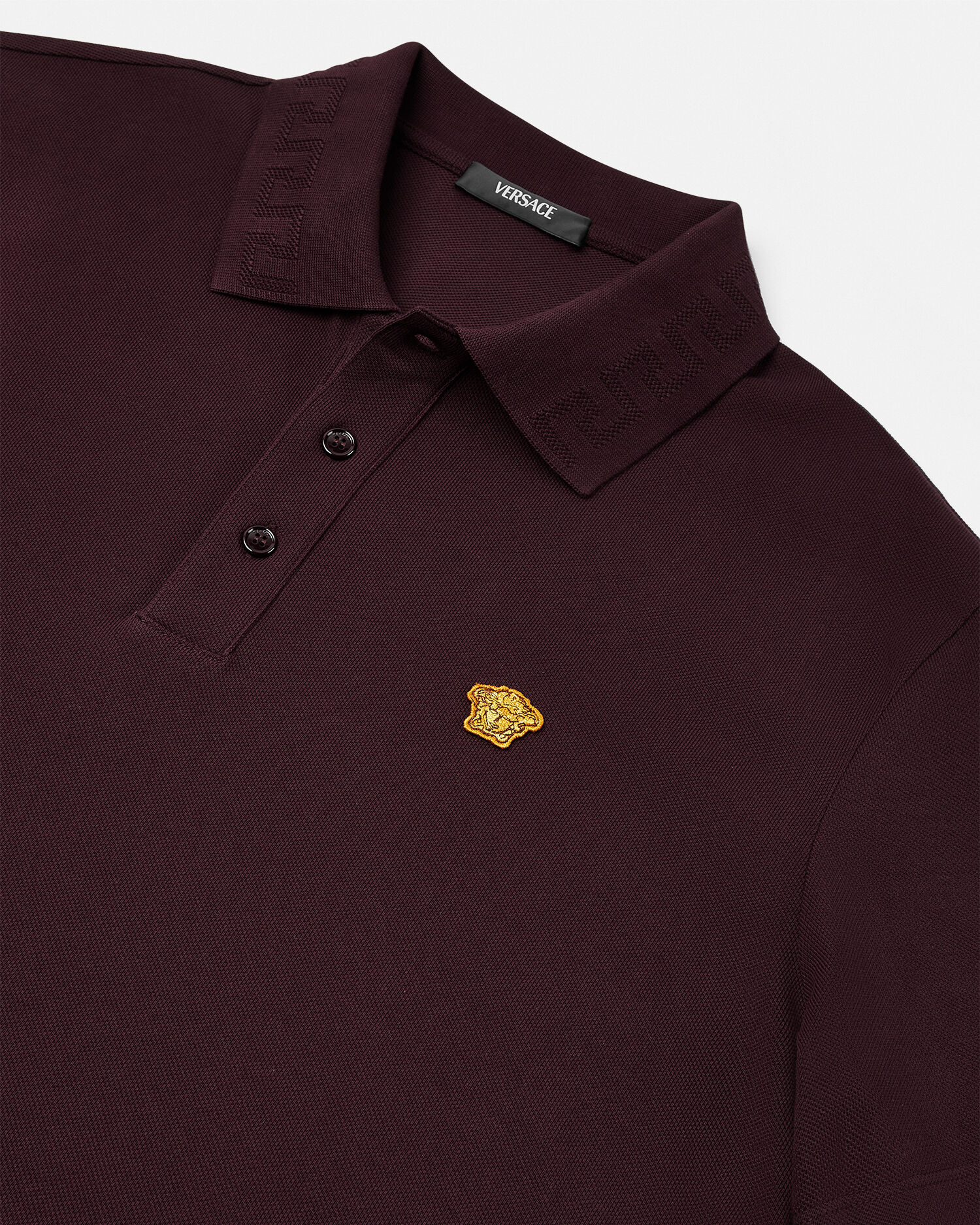 刺繍入り コットン ピケ ポロシャツ バーガンディ | VERSACE JP