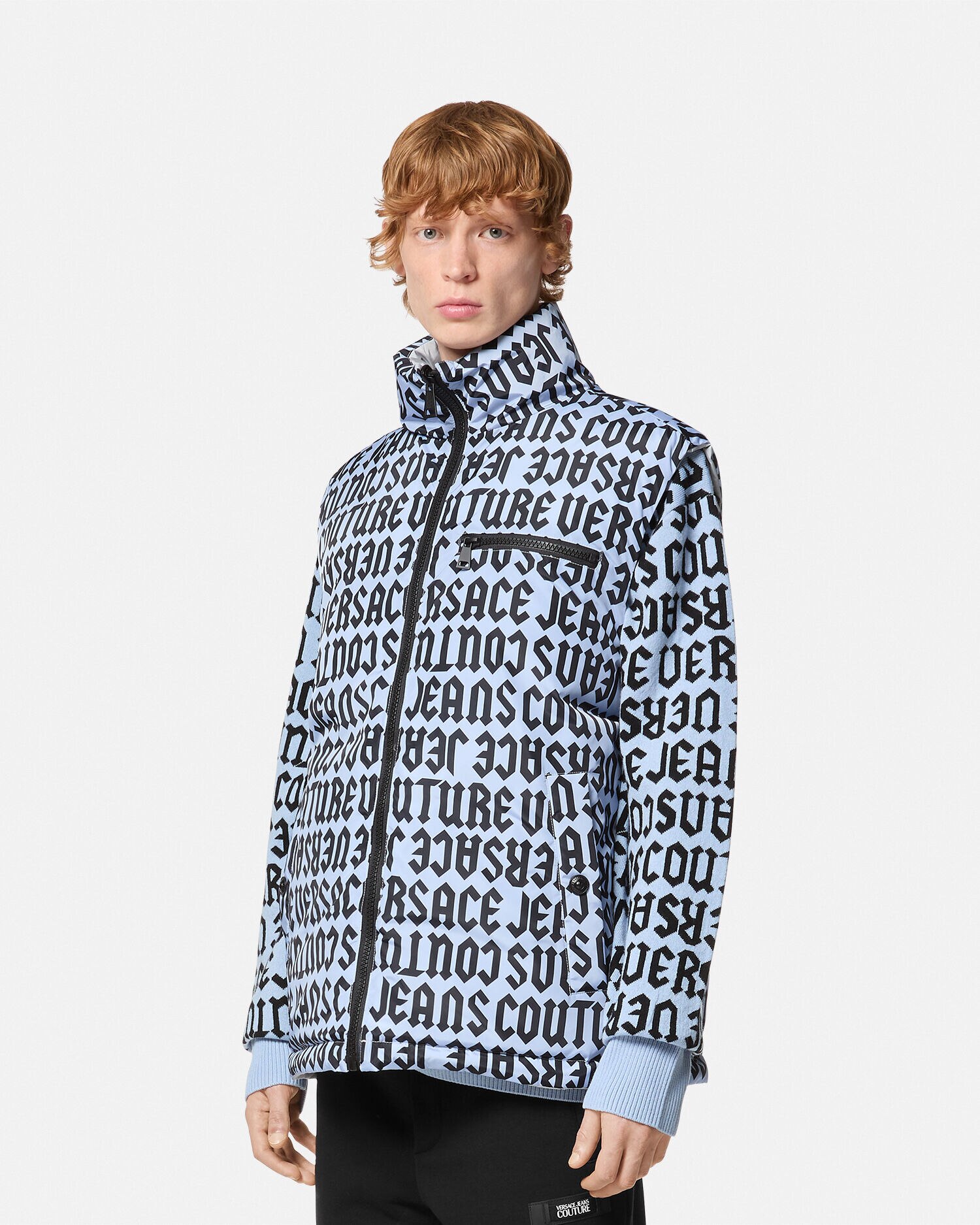 リバーシブル パファー ベスト ロゴマニア ブルー,プリント | VERSACE JP