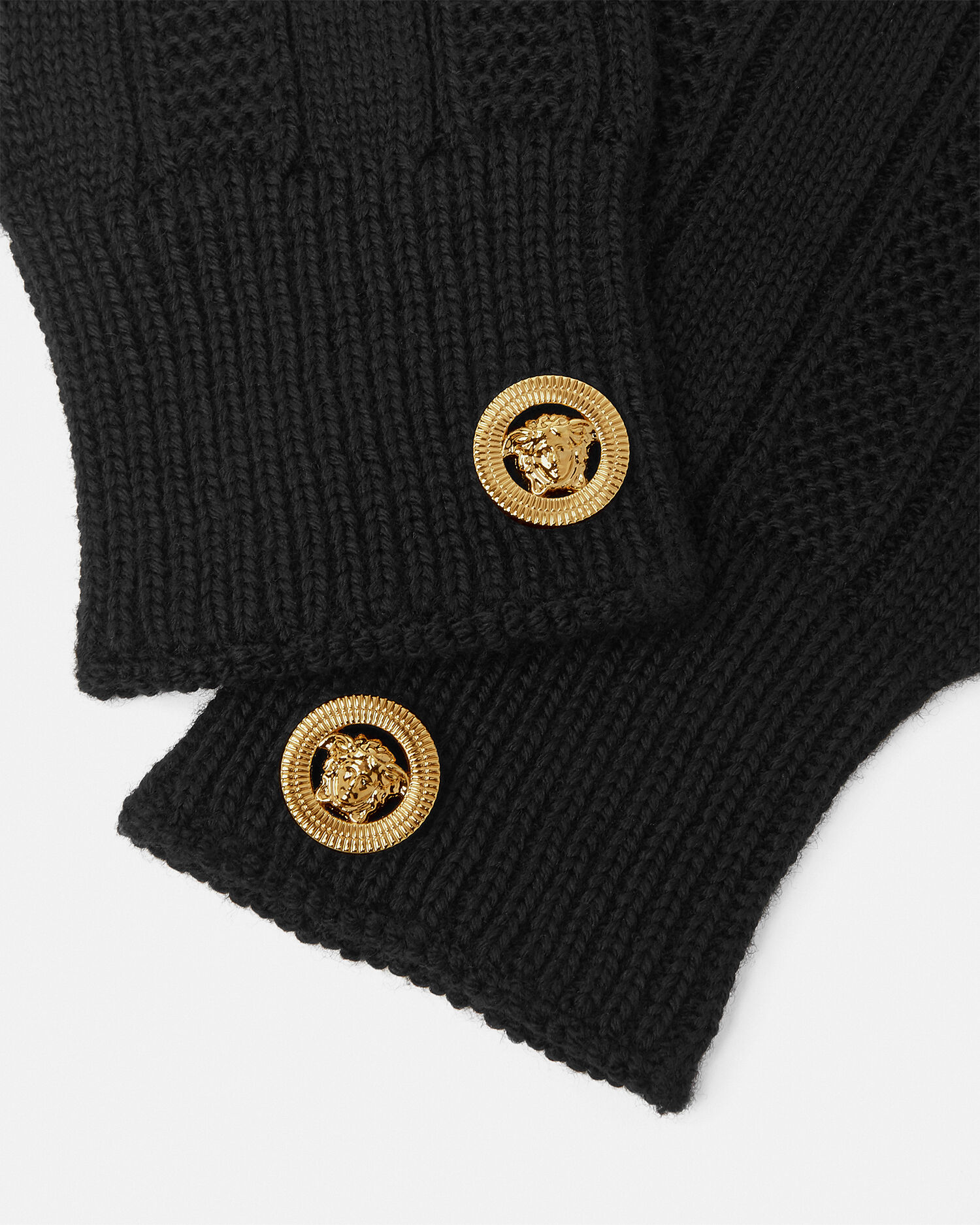 リブ編み ウール ニット 手袋 ブラック | VERSACE JP