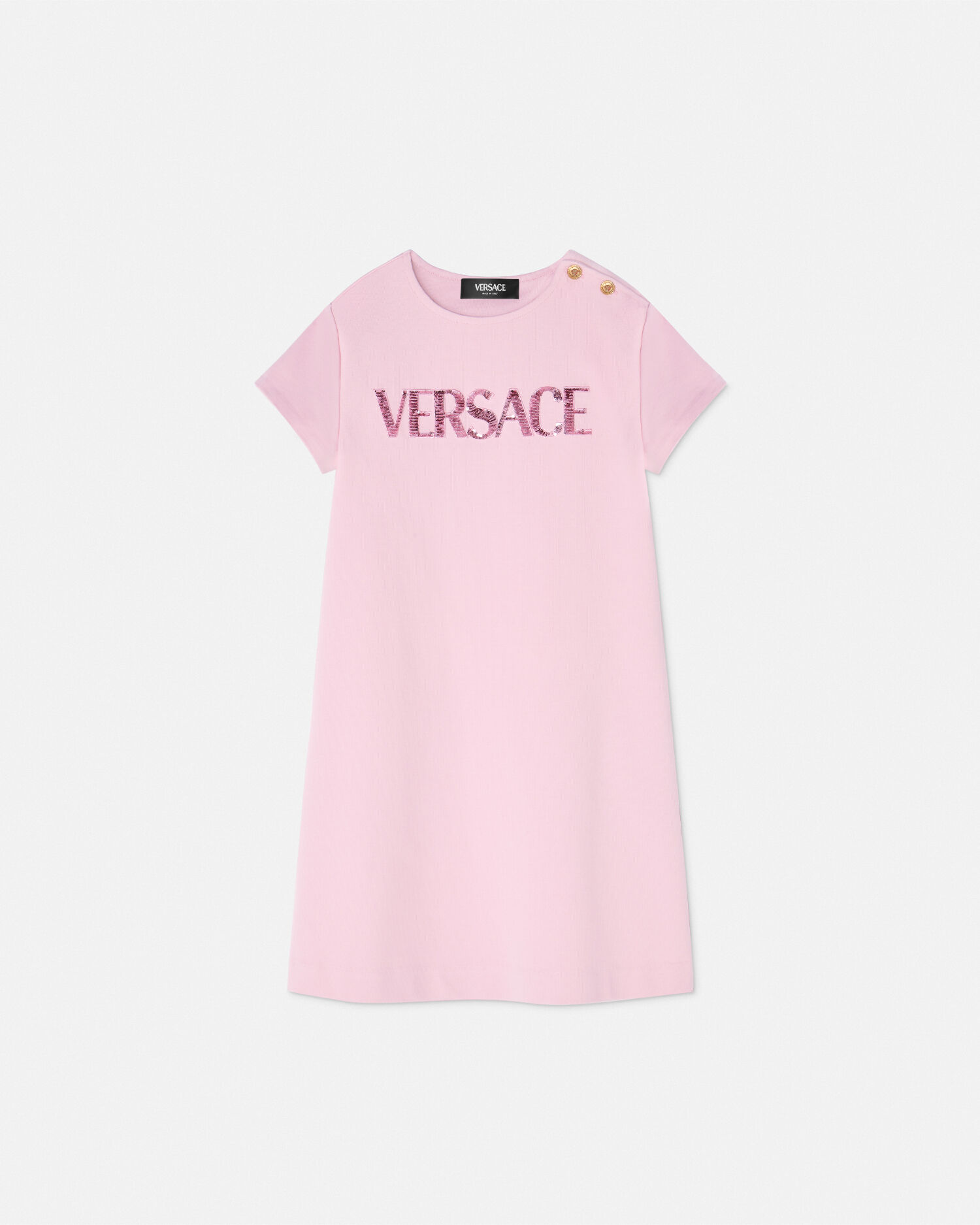 ヴェルサーチ　ワンピース　ドレス　140 装飾 ドレス ヴェルサーチェ ロゴ キッズ ピンク | VERSACE JP