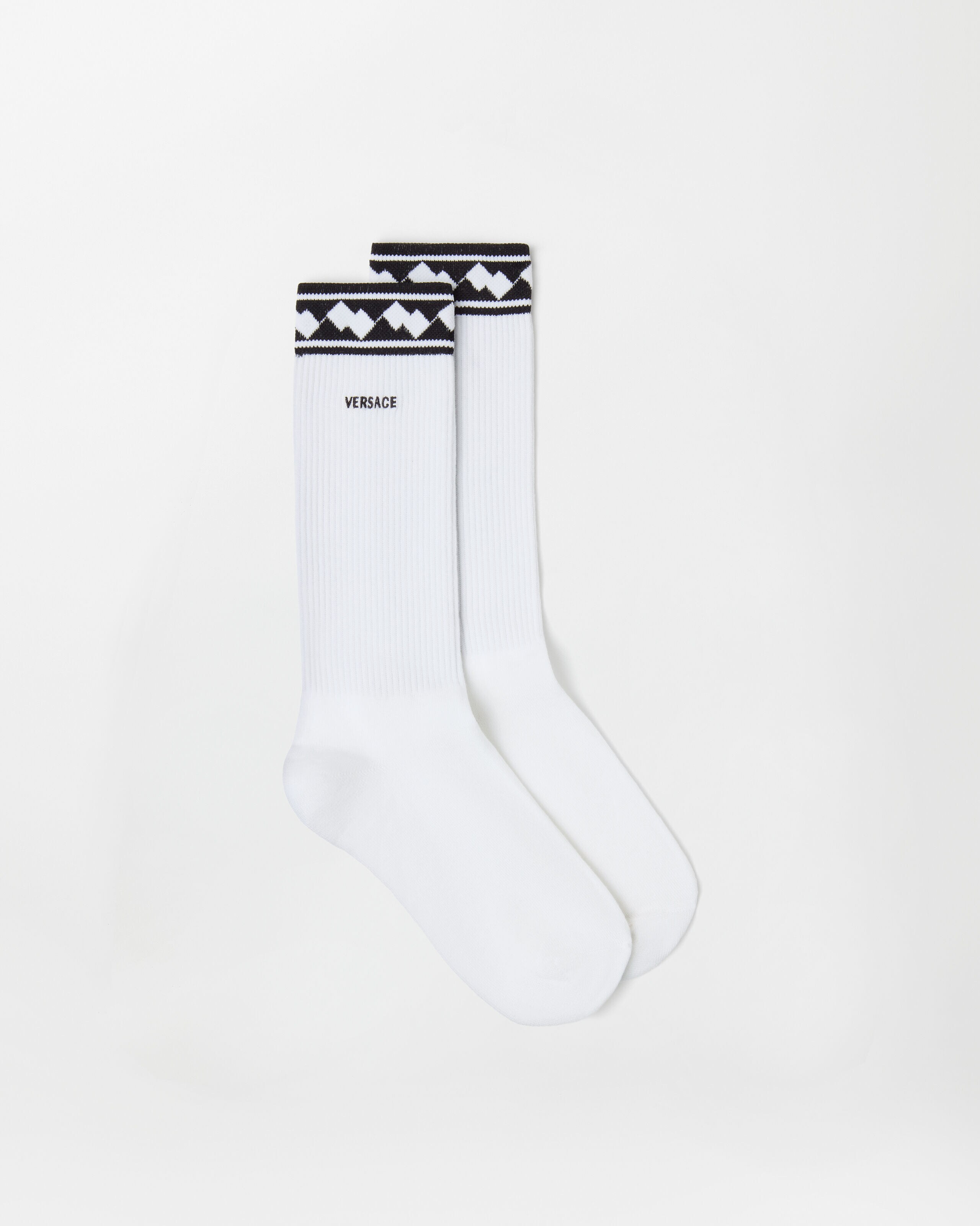 刺繍入り コットン リブ編み ソックス ホワイト | VERSACE JP