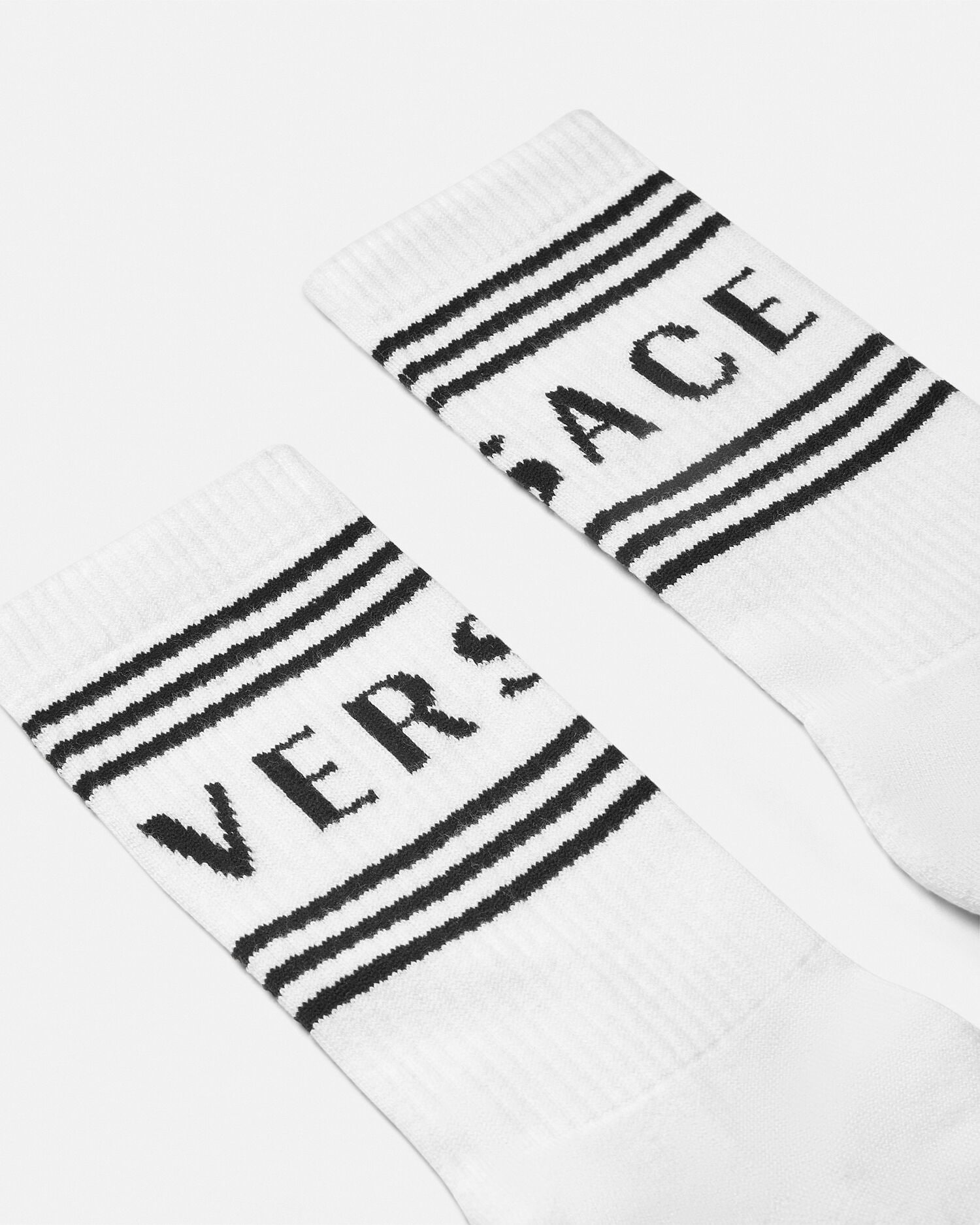 リブ編み コットン ソックス ブラック,ホワイト | VERSACE JP