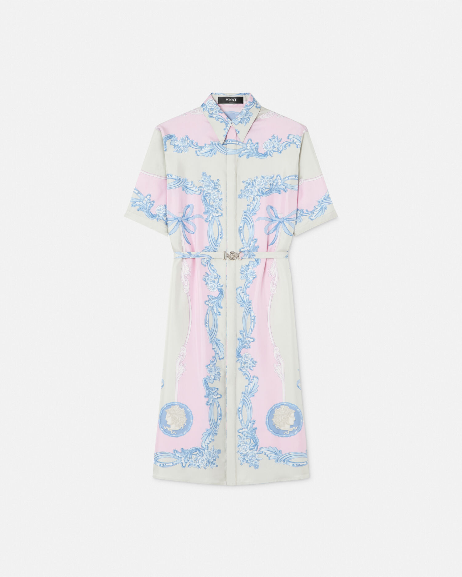 カメオシルクミニシャツドレス プリント | VERSACE JP