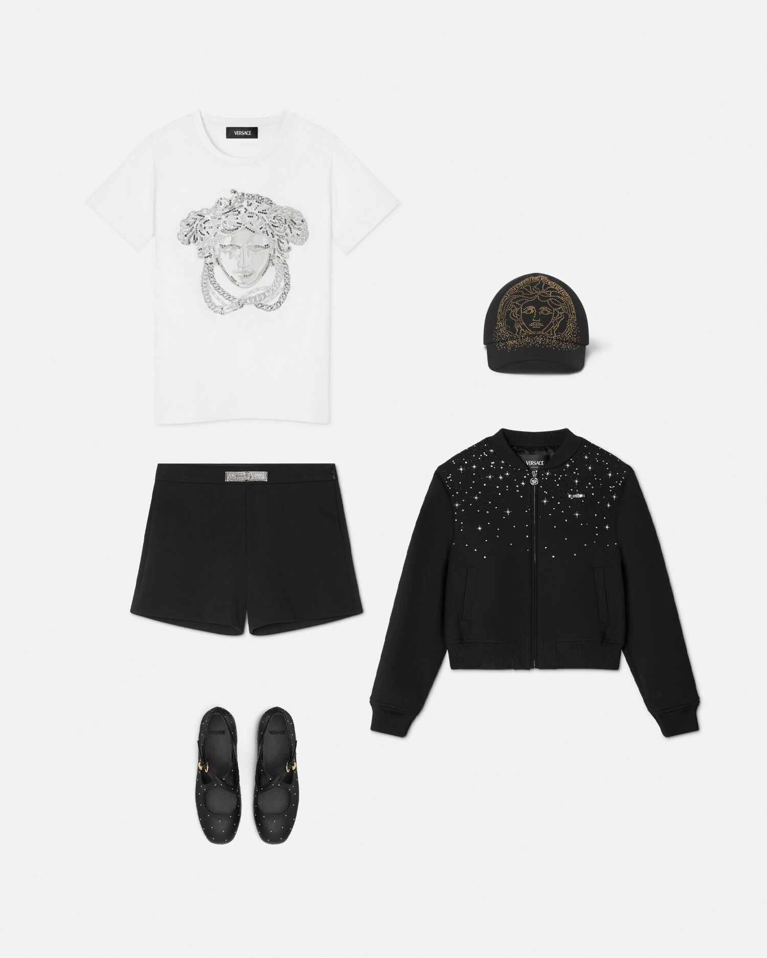 VERSACE クリスタル メドゥーサ カルトゥーシュTシャツ ホワイト Tシャツ クリスタル メタル メドゥーサ キッズ | VERSACE JP