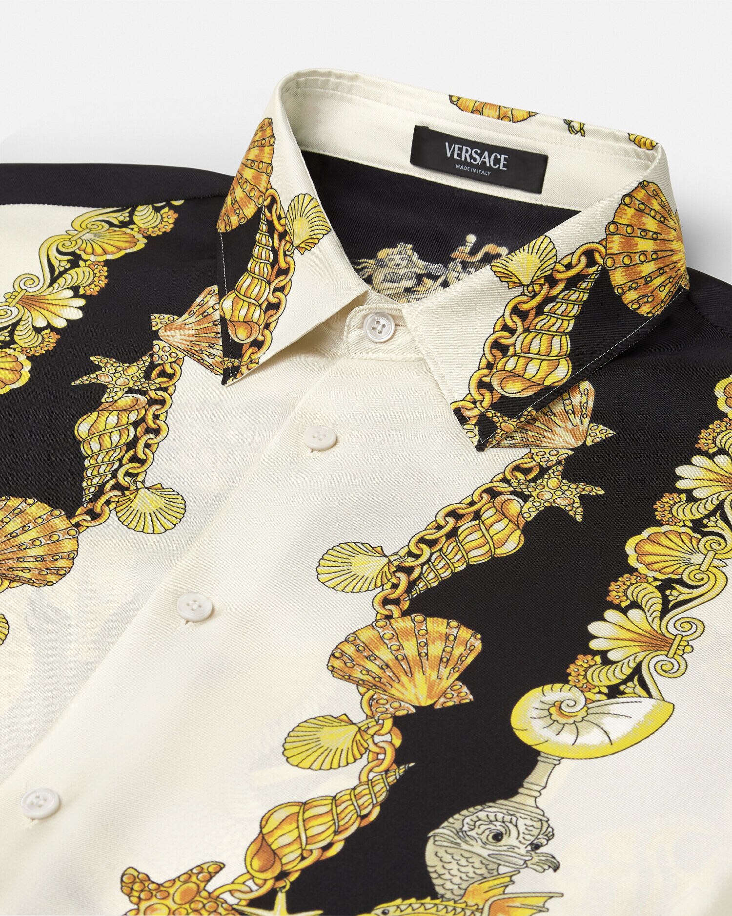 versace Vマーク　シルクキラキラチュニック バロッコ キッズ シルク シャツ ブラック,プリント | VERSACE JP