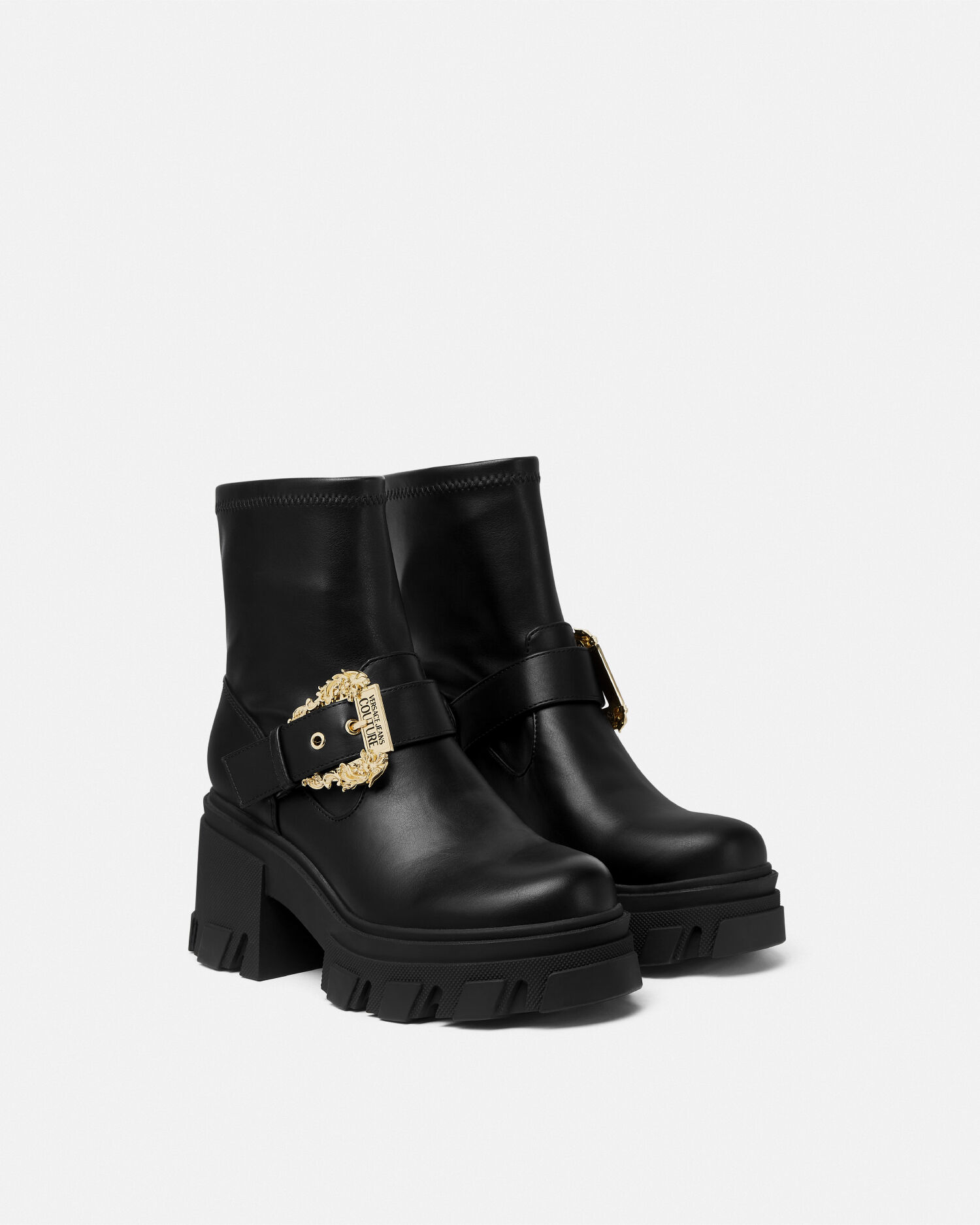 ソフィー バロック バックル ブーツ ブラック,プリント | VERSACE JP
