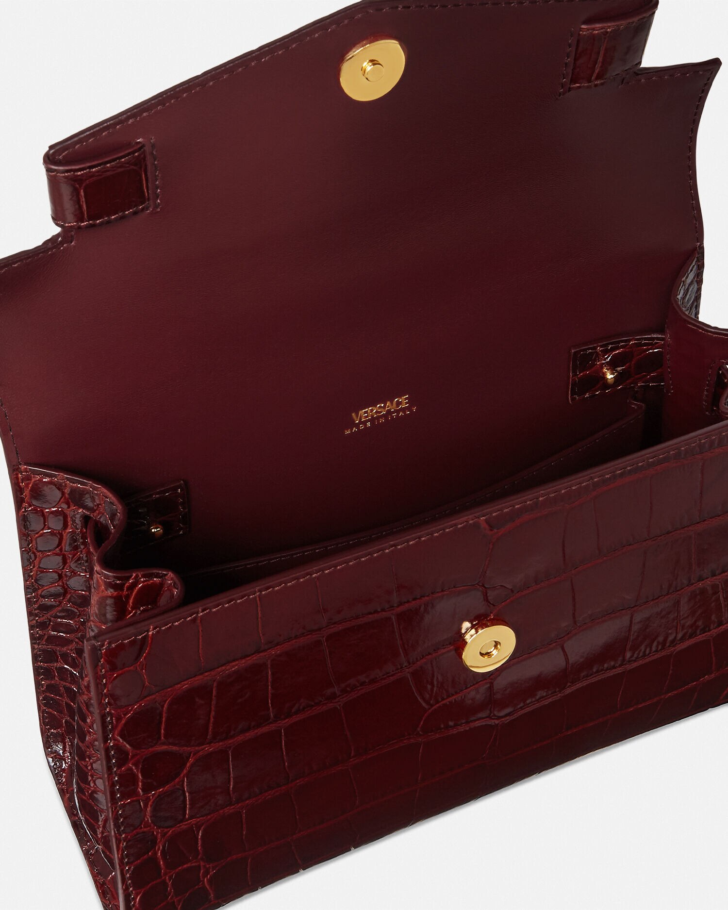 『VERSACE 』クロコエンボス メドゥーサ 95' バッグ Croc-Effect Medusa '95 Small Handbag Black,Gold | VERSACE US