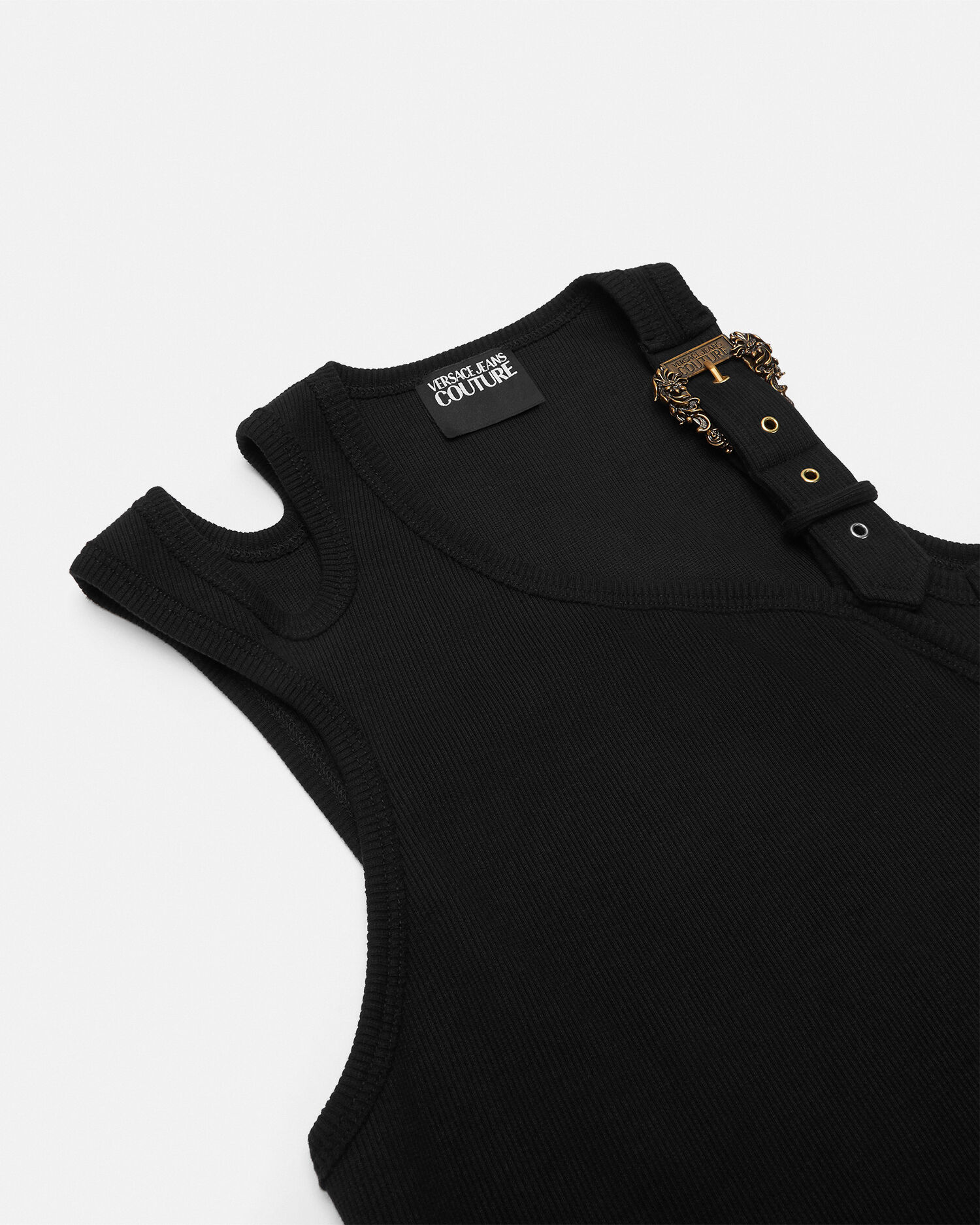 versace 最高級ブラッククチュール　タンクトップ バックル リブニット タンクトップ バロック | VERSACE JP