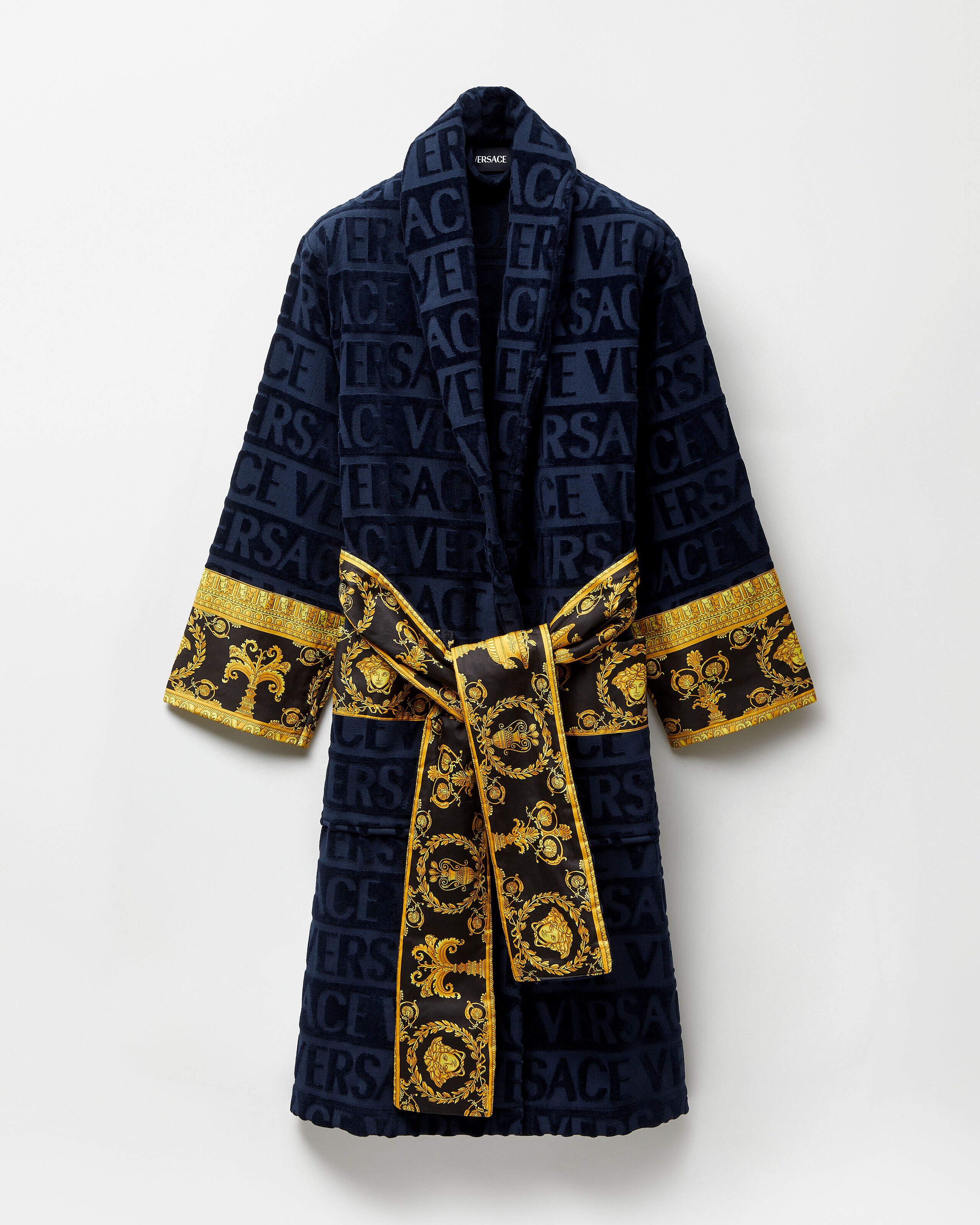 Versace バスローブ I ♡ バロック バスローブ ブルー | VERSACE JP