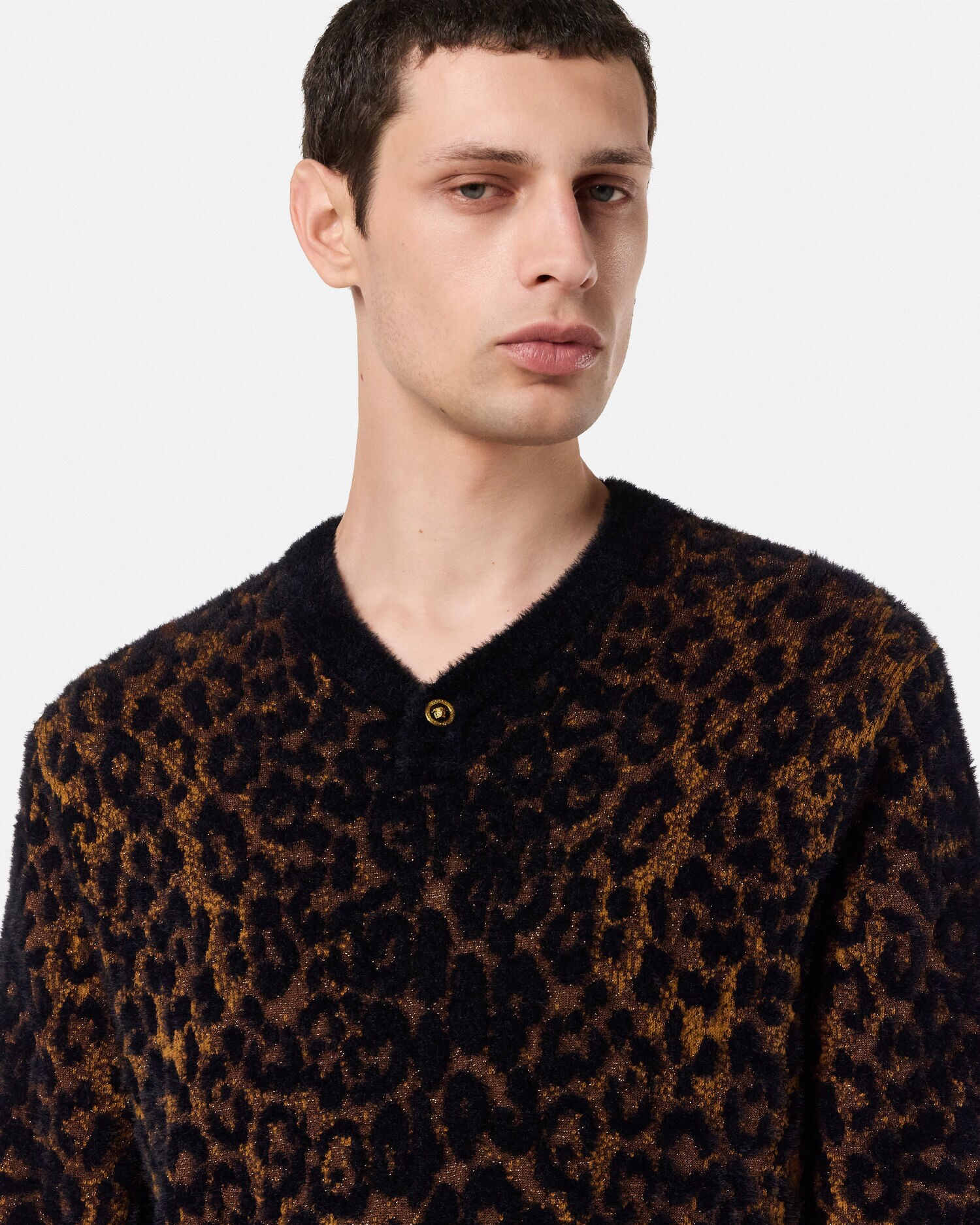 ジャカード シェニール ニット セーター レオパード アニマリエ