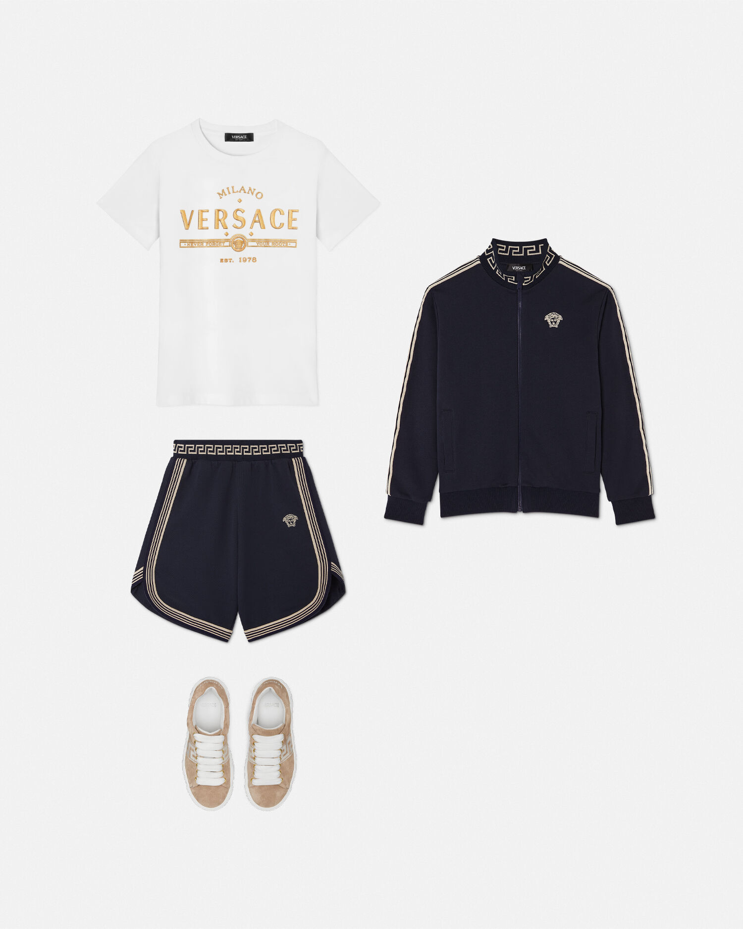 VERSACE☆キッズ グレカコットンストレートパンツ 大人もOK スウェットパンツ グレカ キッズ ブルー | VERSACE JP