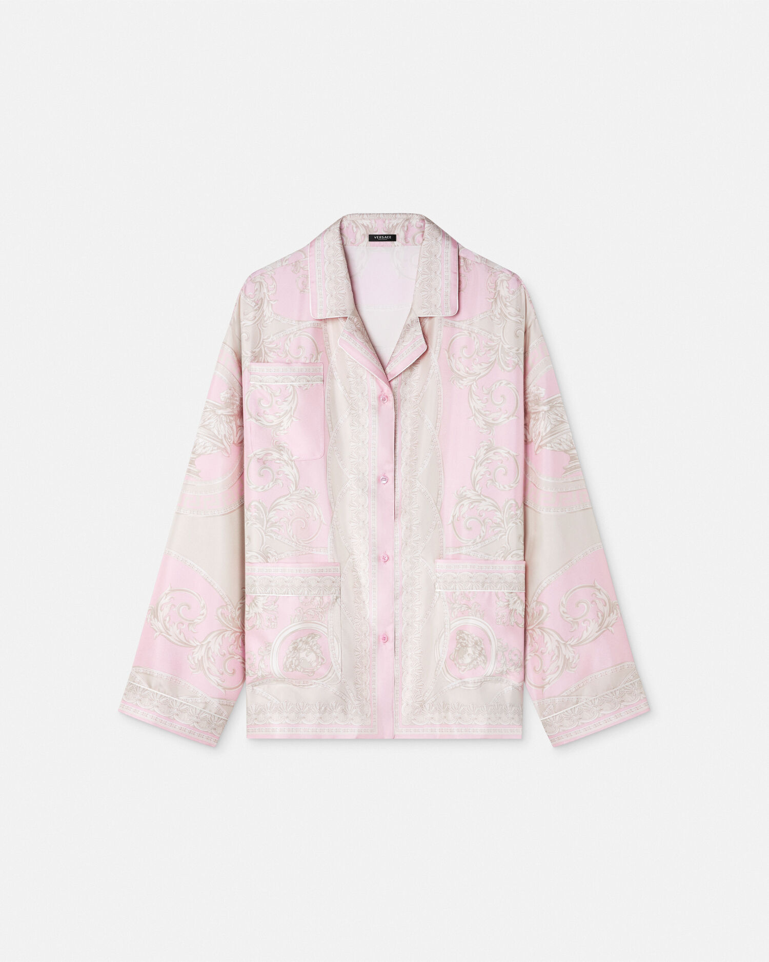 オーバーサイズ シルク シャツ クープ デ デュー ピンク,プリント