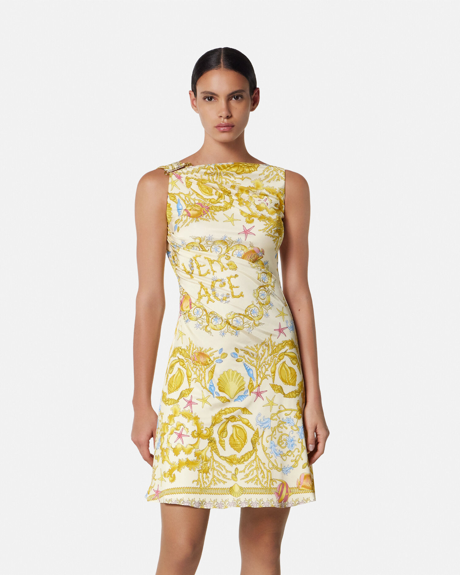 VERSACE バロッコ レース カウル ミニドレス ブラック Versace バロッコレーストリム ミニドレス | ブラック | FARFETCH JP