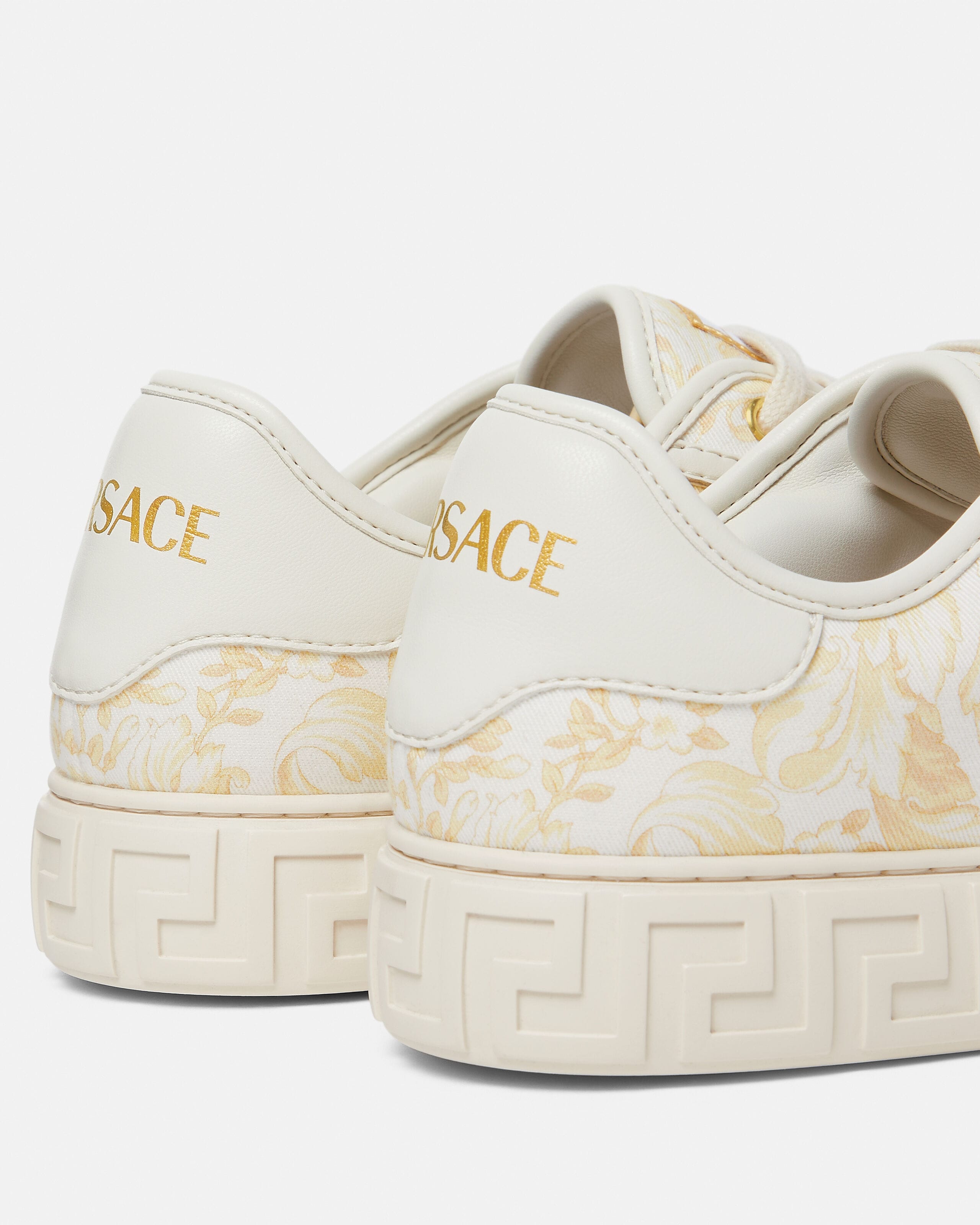 グレカ プリント キャンバス スニーカー ホワイト,ベージュ | VERSACE JP