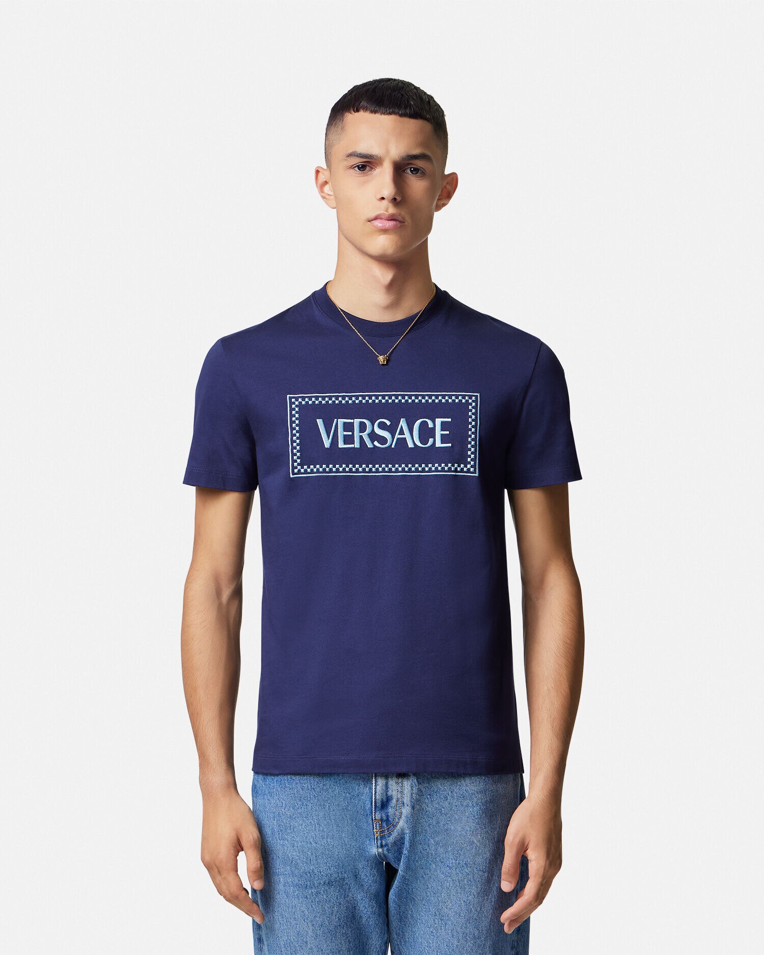 Tシャツ '90s ヴィンテージ ロゴ 刺繍 ブルー | VERSACE JP
