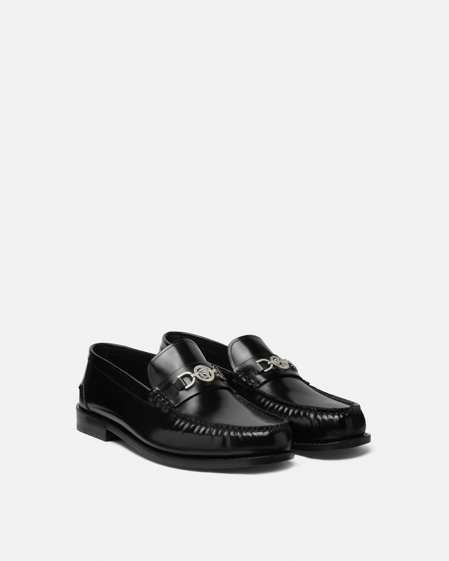 VERSACE ローファー ハイヒール ブラック メデューサ レザー 厚底