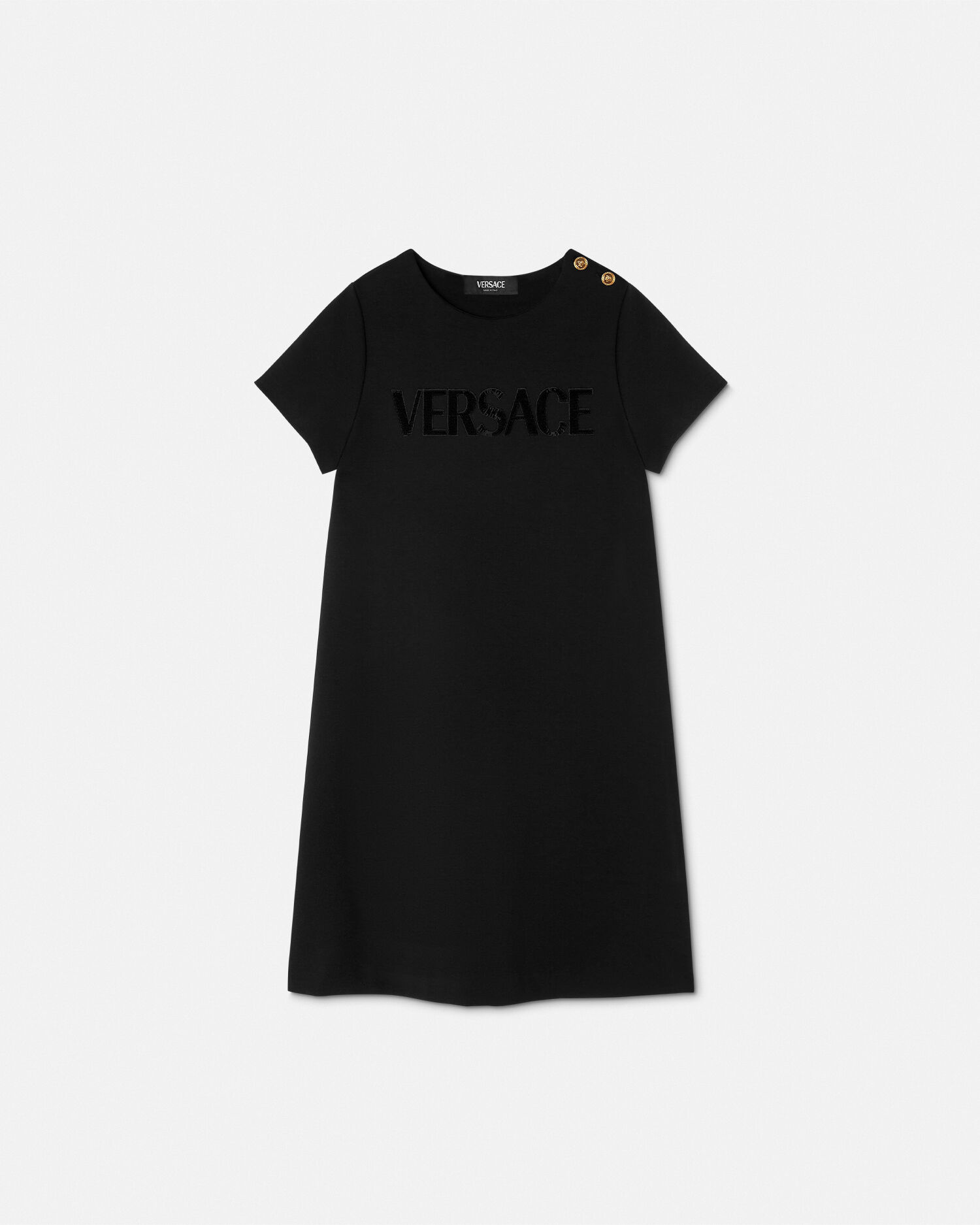 キッズ 装飾付き ミラノステッチ フレア ドレス ブラック | VERSACE JP