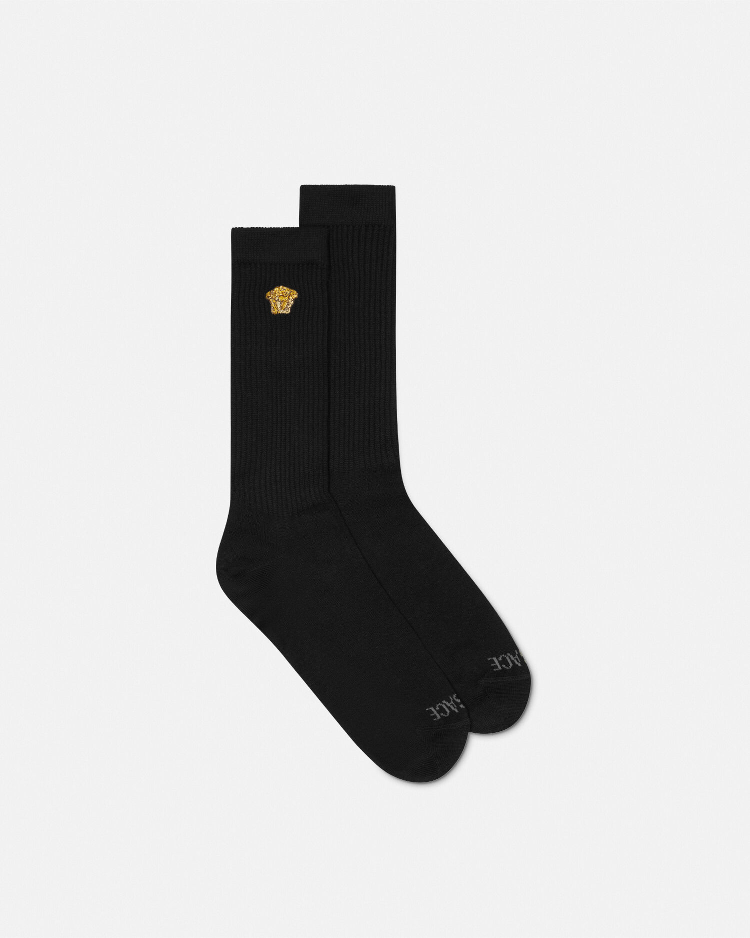 刺繍 リブ編み コットン ソックス | VERSACE JP
