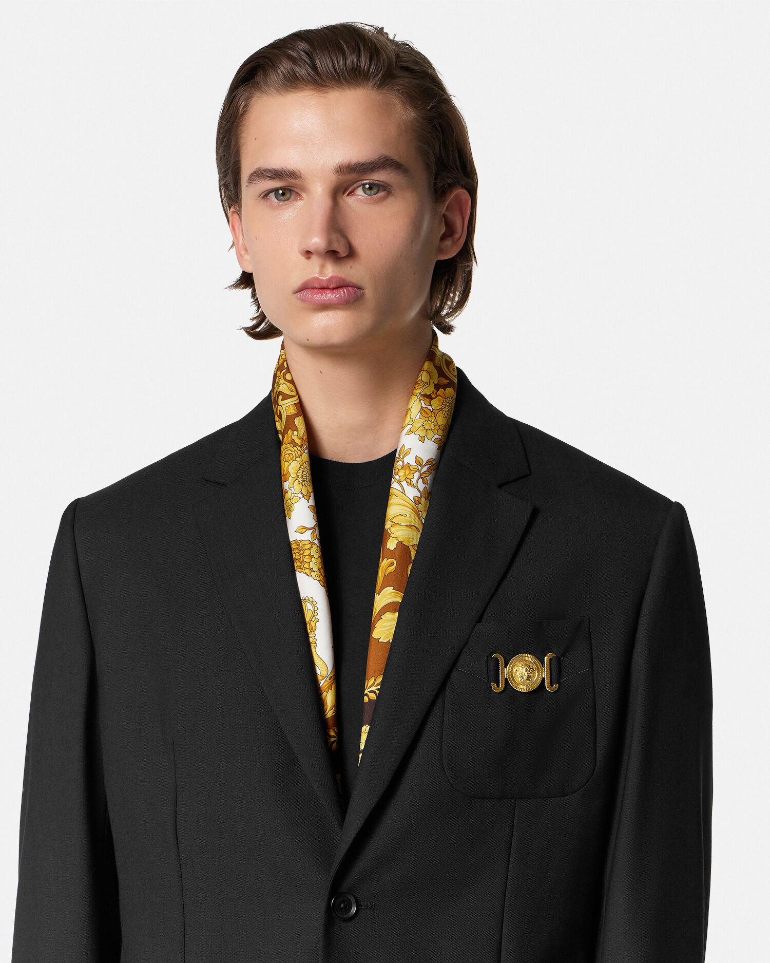 ラージ シルク スカーフ 90 cm バロッコ ブラウン,ゴールド | VERSACE JP