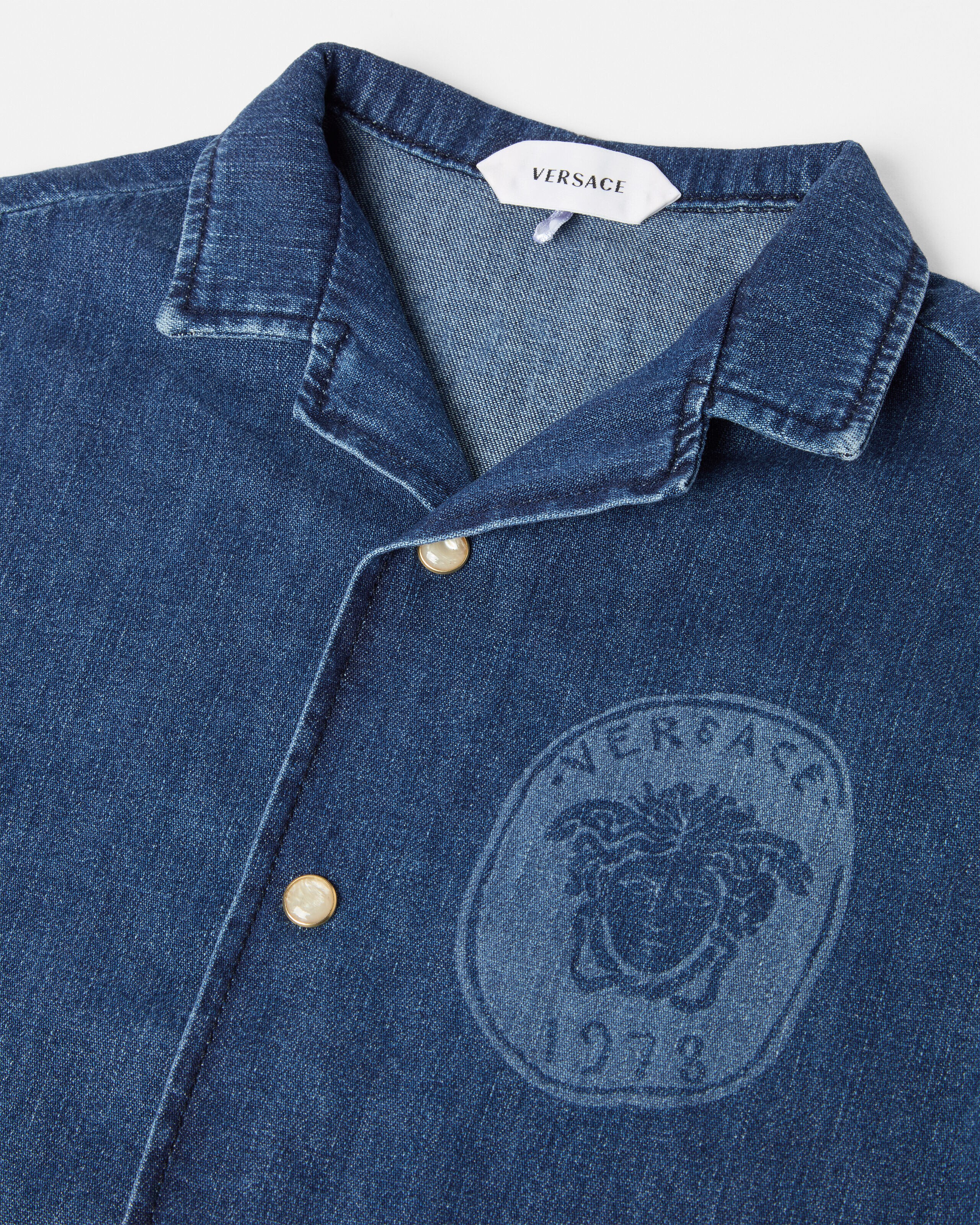 キッズレーザー加工デニムシャツ ブルー | VERSACE JP