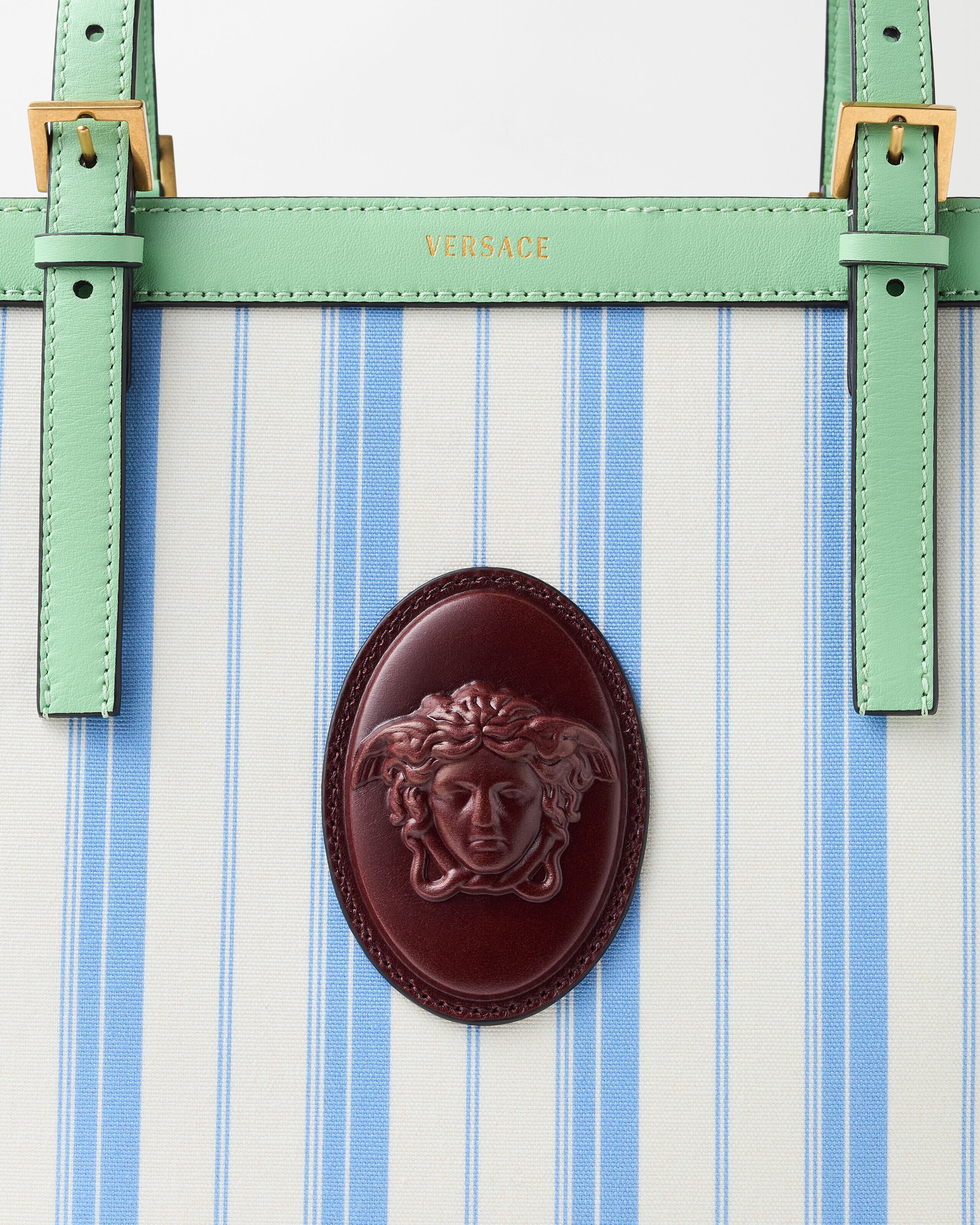 リヴィエール プリント キャンバス トート グリーン,ブルー | VERSACE JP