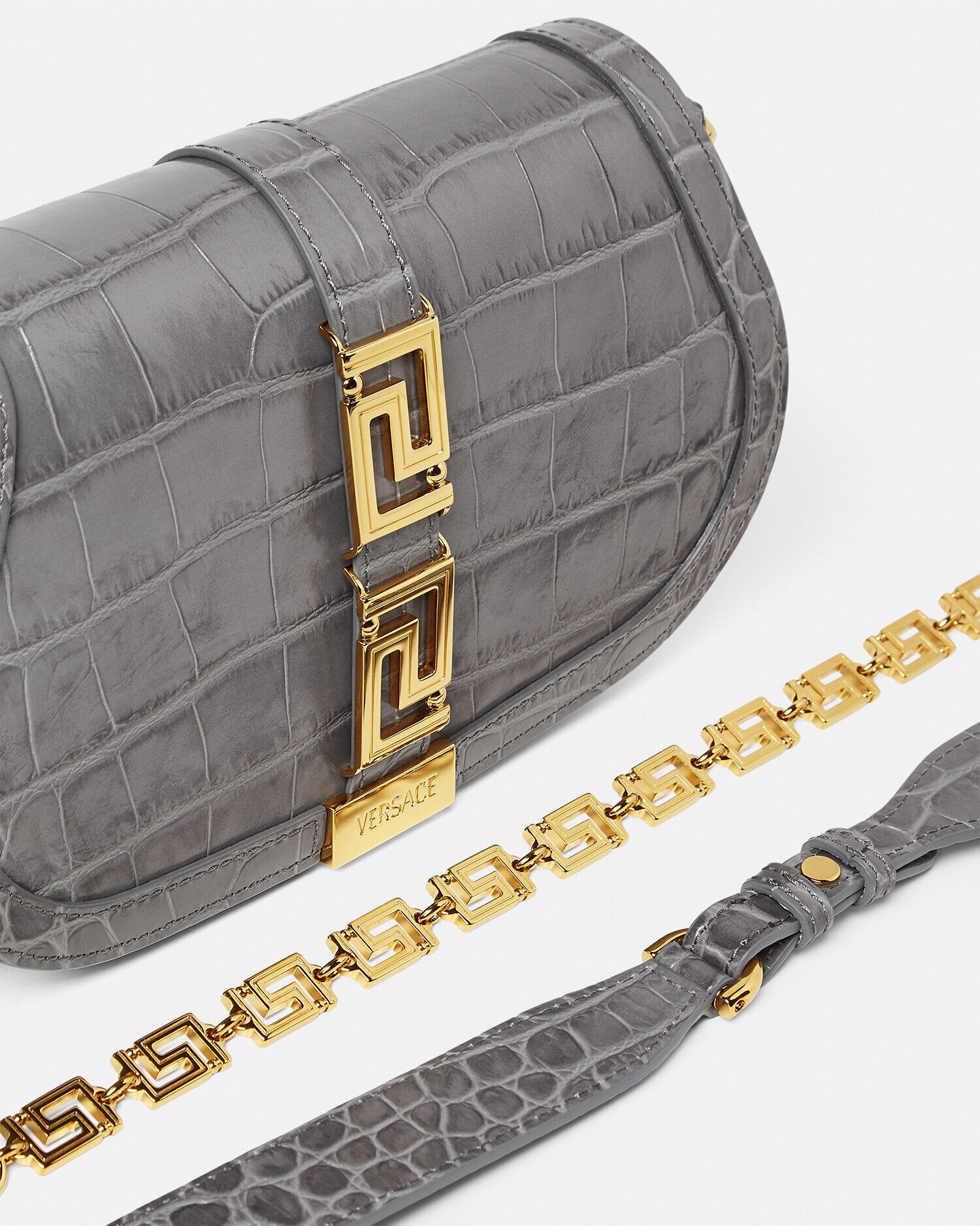 クロコ型押し グレカ ゴッデス ショルダー バッグ | VERSACE JP